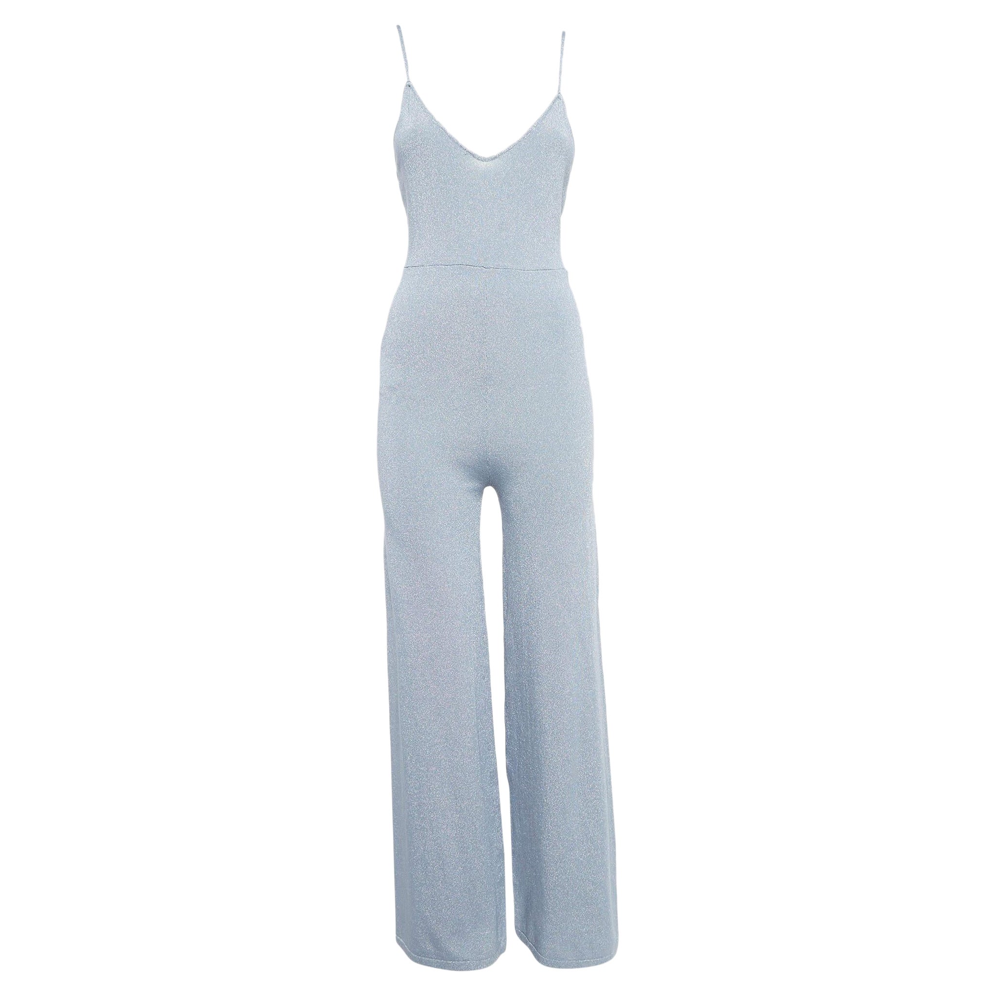Superdown Grey Lurex Knit Strappy Jumpsuit M
