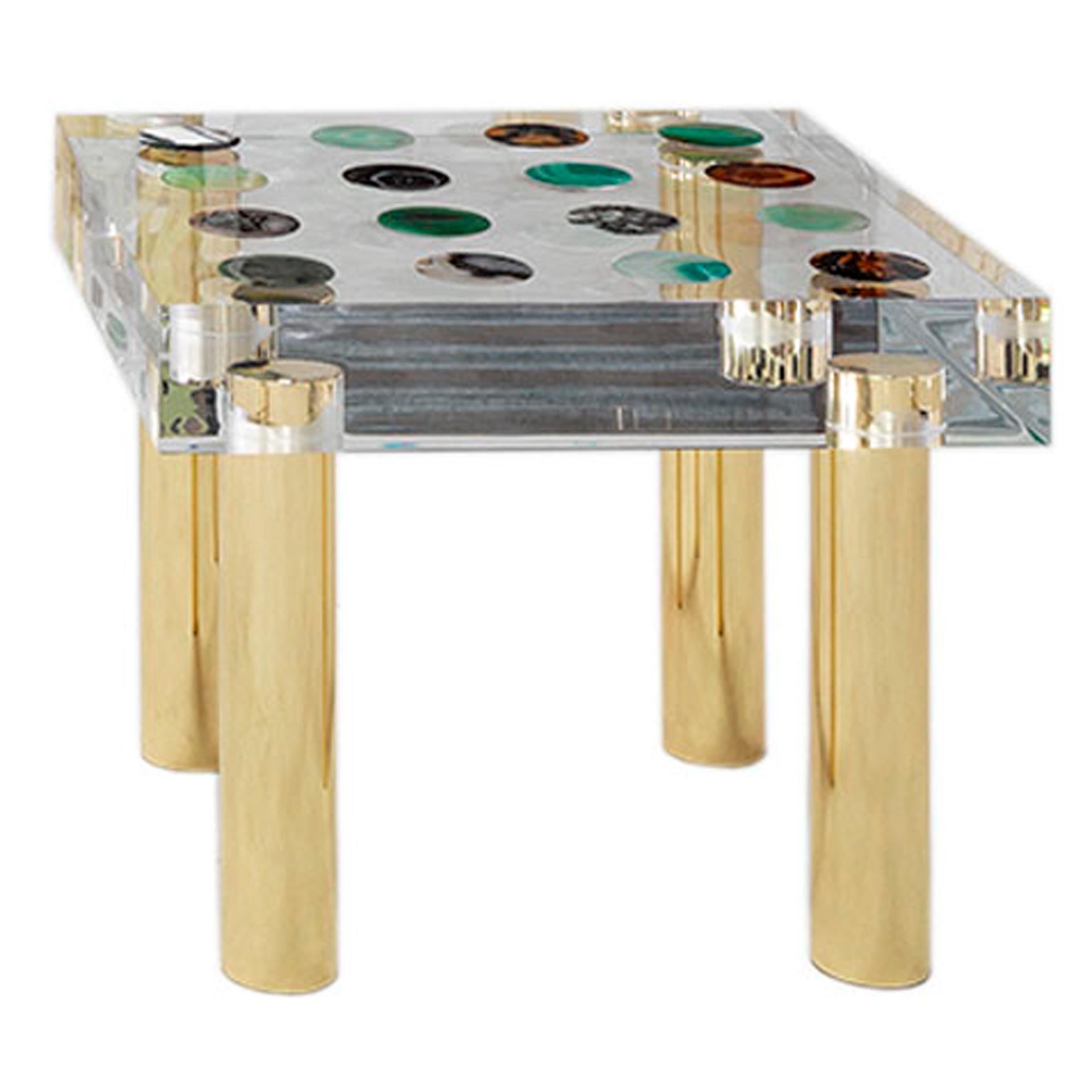 Fait main Superego Table d'appoint contemporaine moderne italienne en plexiglas et laiton en vente
