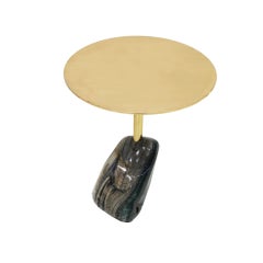 Mesa auxiliar contemporánea italiana de latón y ágata Studio Superego