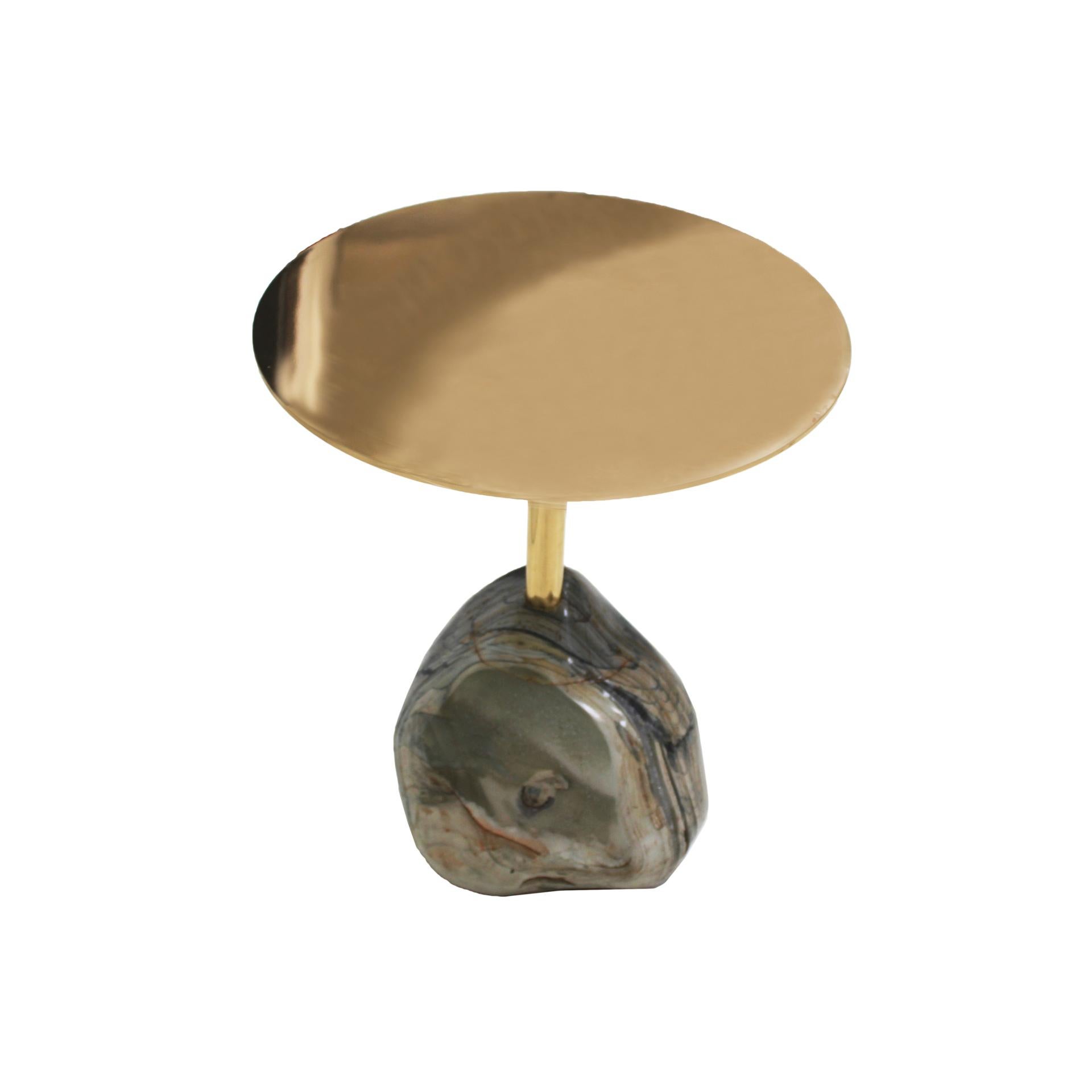 Mid-Century Modern Superego Studio Brass and Agate Italian Contemporary Side Table For Sale