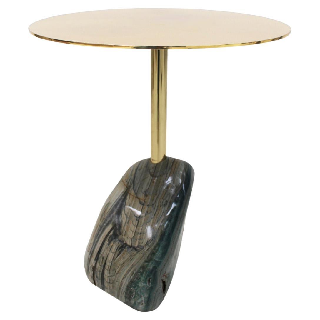 Table d'appoint contemporaine italienne en laiton et agate de Superego Studio en vente