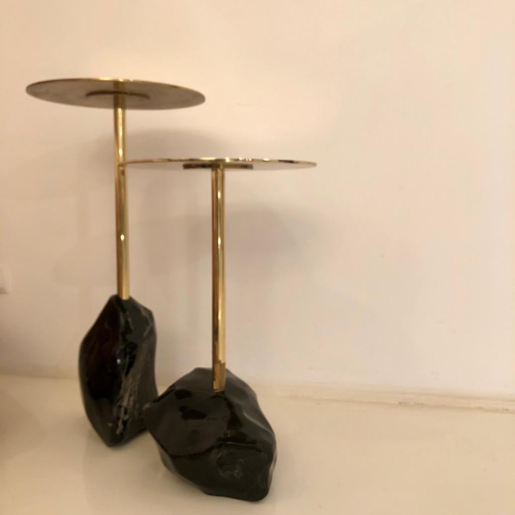 Superego Studio Brass and Agate Pair of Italian Side Tables 7