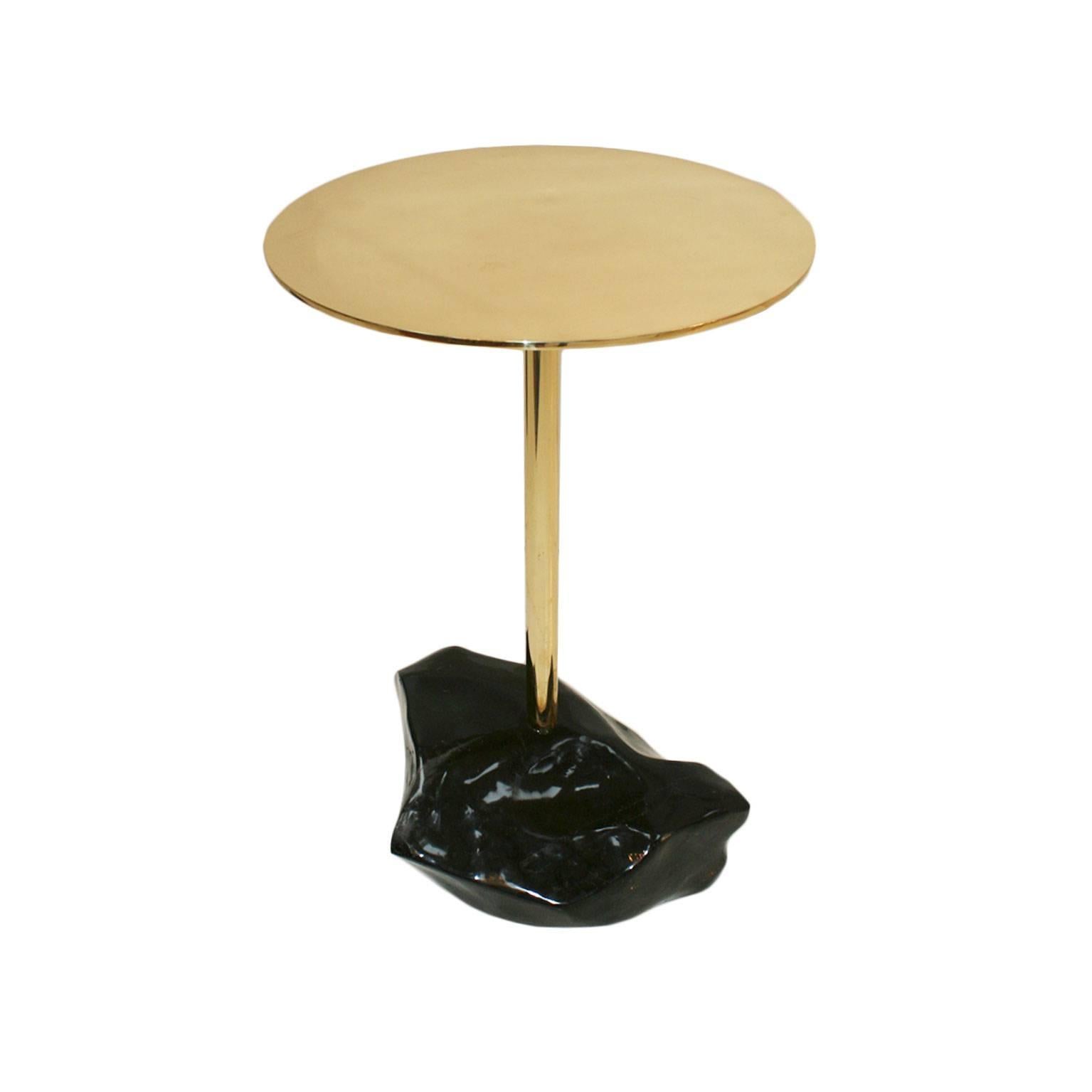 Spanish Superego Studio Brass and Agate Pair of Italian Side Tables