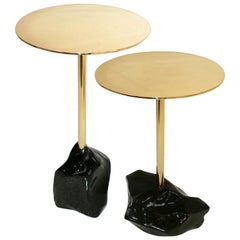 Superego Studio Brass and Agate Pair of Italian Side Tables