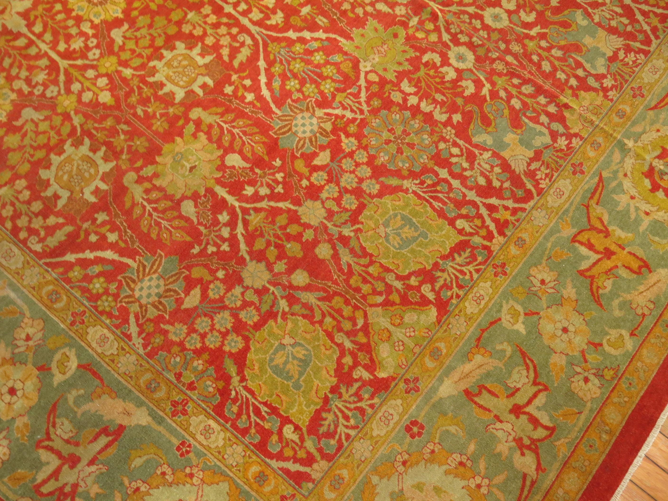 Zabihi Collection 19th century Superfine Antique Indian Agra Rug For Sale 4