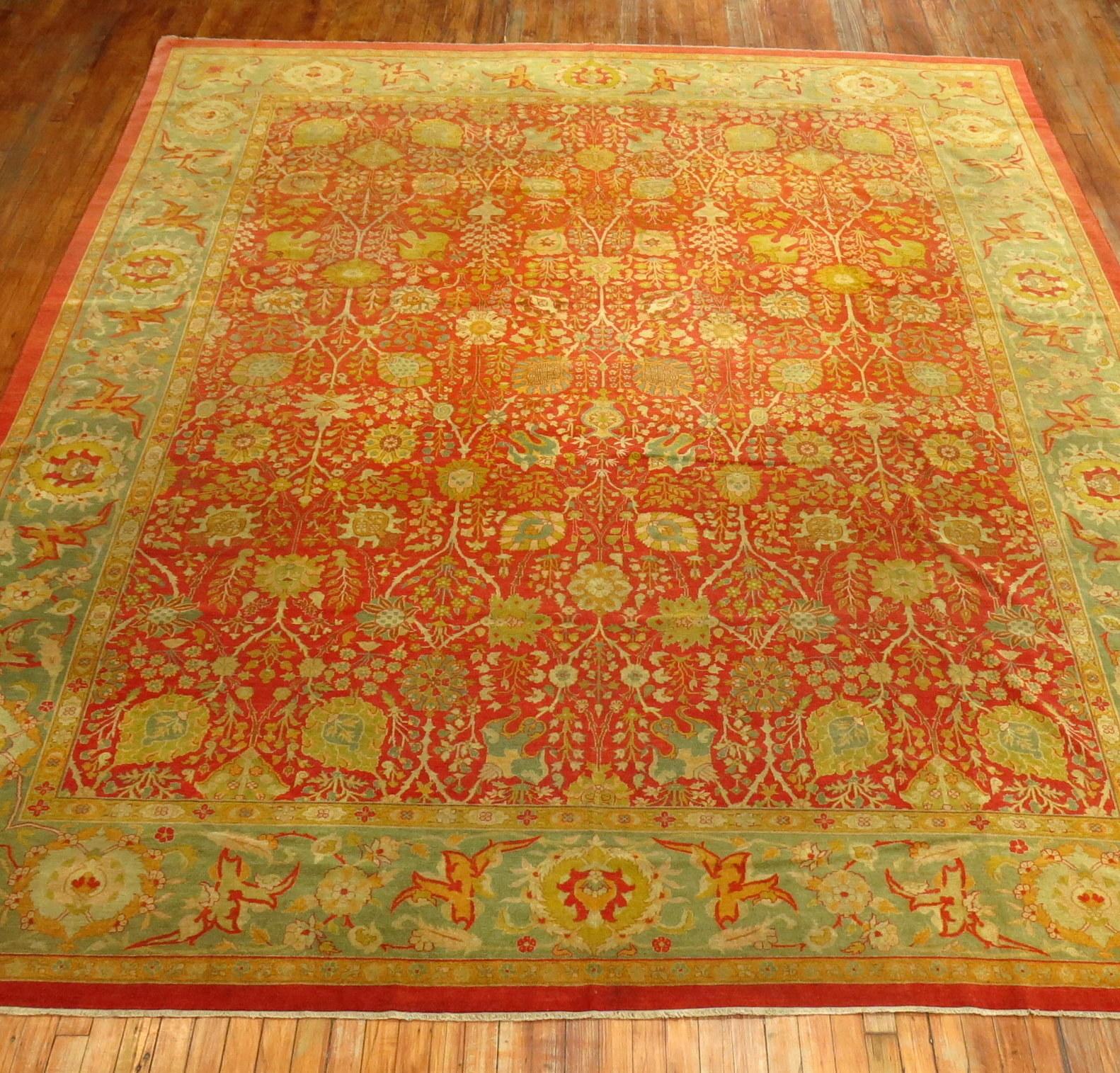 Superfine Antique Indian Agra Rug For Sale 6