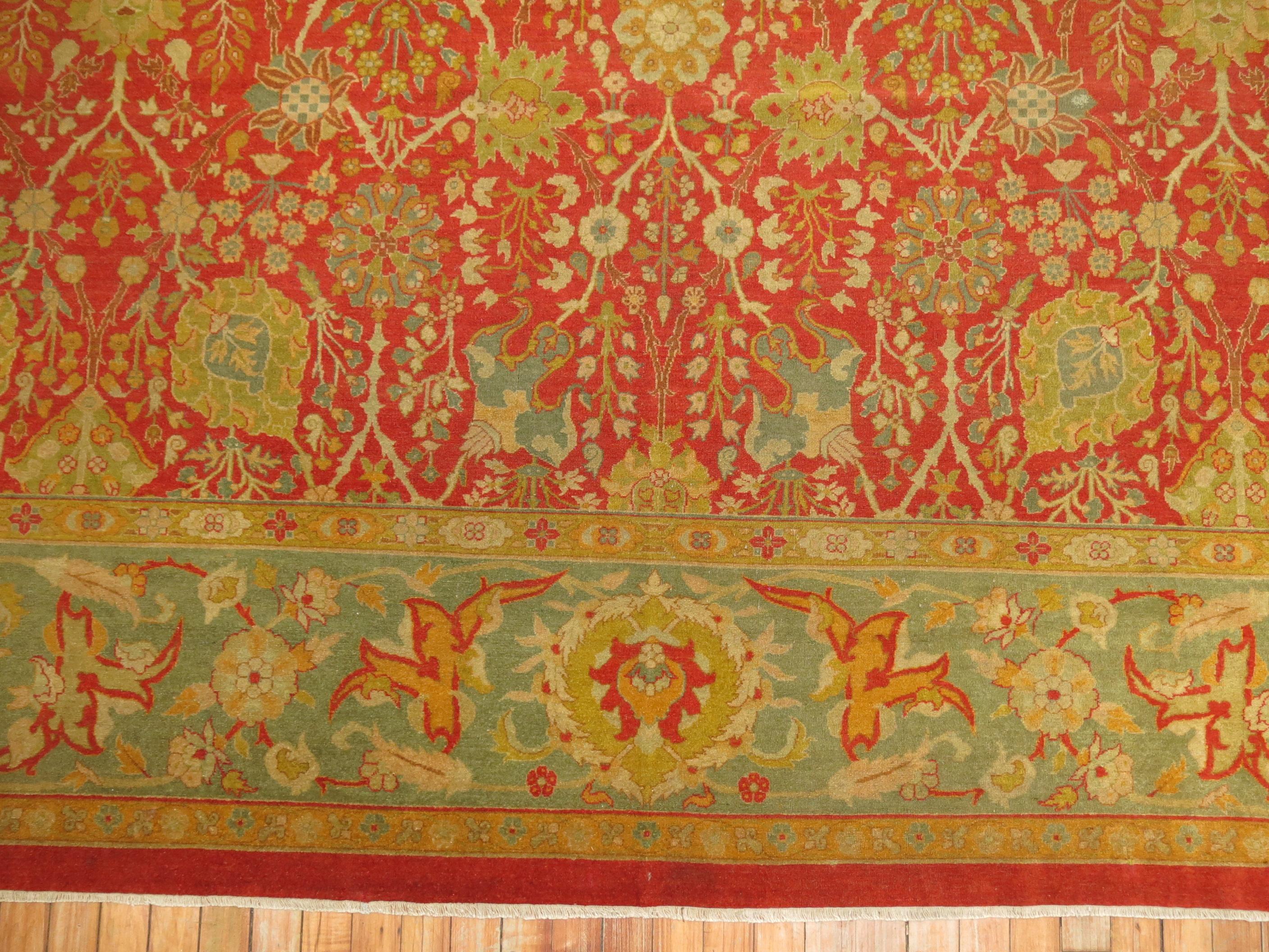 Tissé à la main Superbe tapis indien ancien Agra en vente