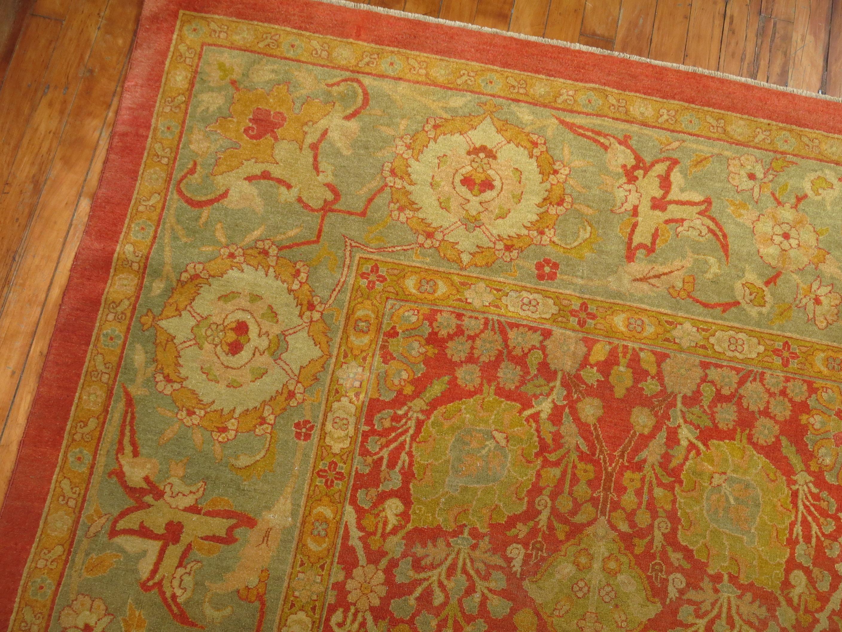 Zabihi Collection 19th century Superfine Antique Indian Agra Rug For Sale 1