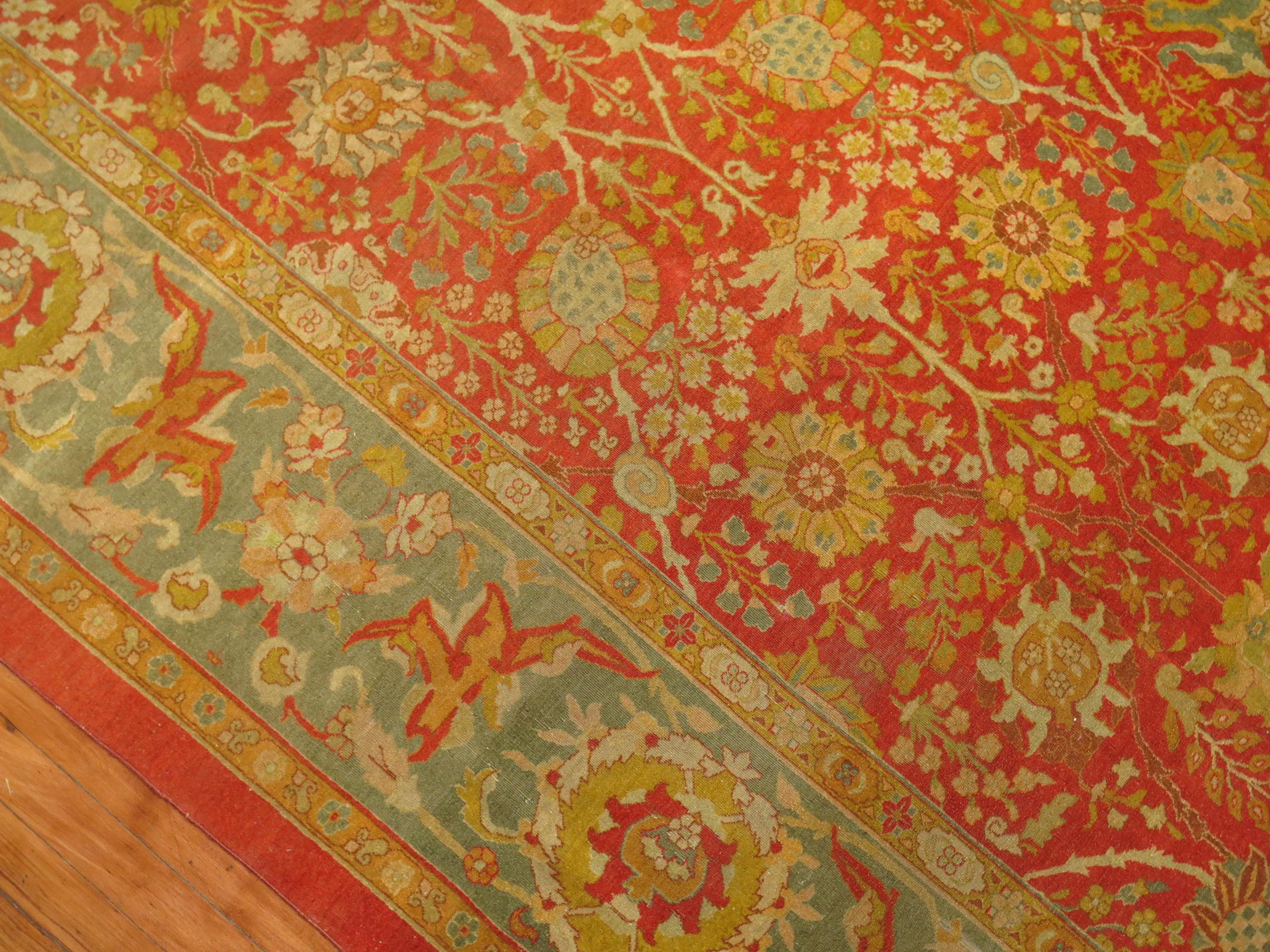 Superfine Antique Indian Agra Rug For Sale 3