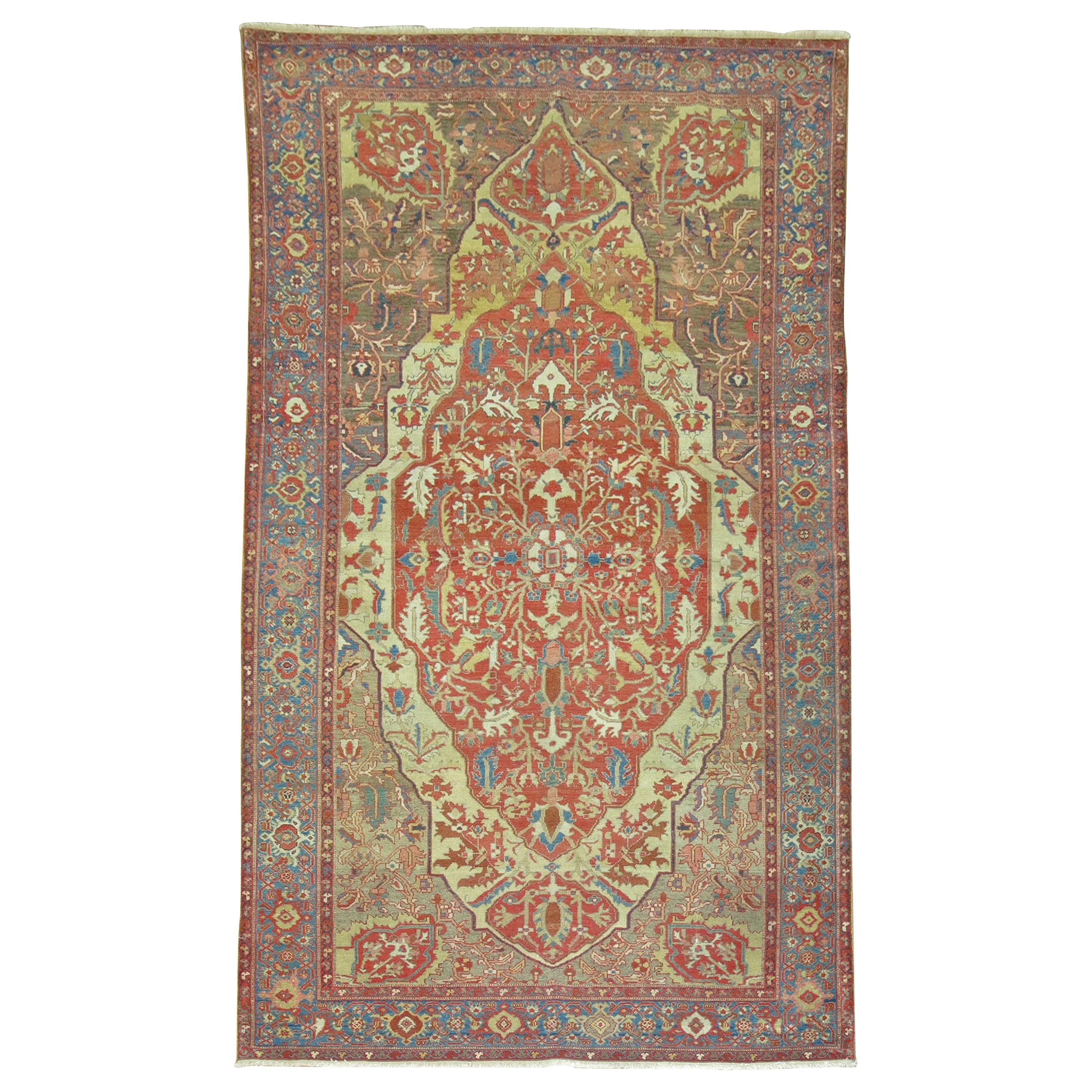 Superbe tapis persan ancien Malayer, fin du 19ème siècle