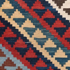 Kilim Shirvan di altissima qualità, tappeto in lana, motivo a reticolo astratto, Palas (Azerbaigian), 1920 circa