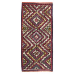 Kilim Shirvan di altissima qualità, tappeto in lana, motivo a reticolo astratto, Palas (Azerbaigian), 1920 circa