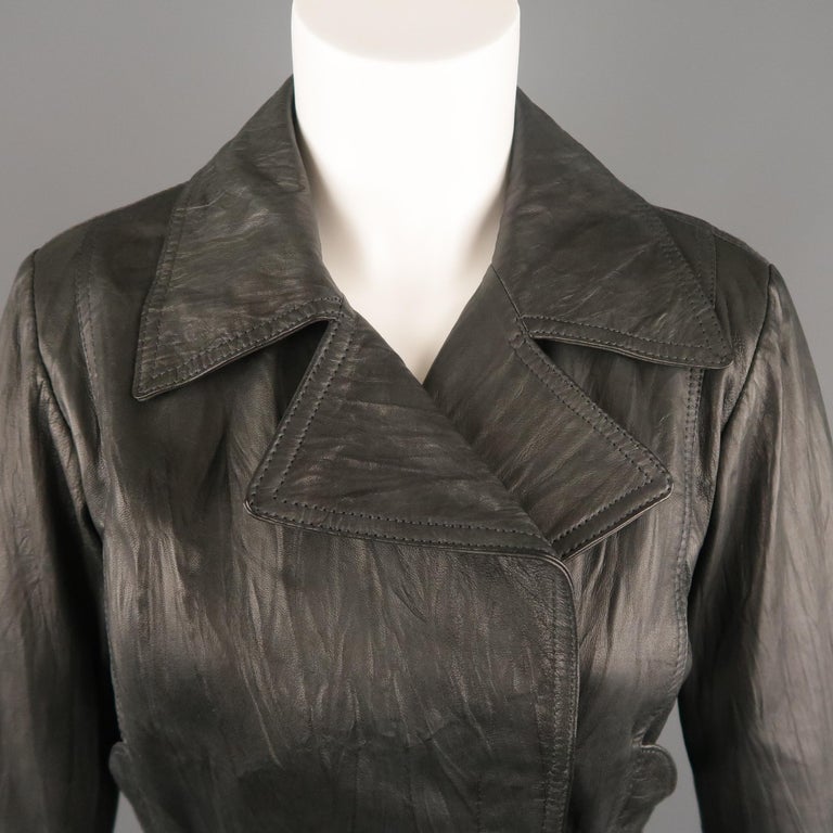 SUPERFINE Size L Grey Textured Leather Biker Jacket For Sale at 1stDibs