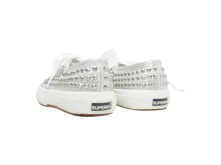 Superga Silver Studded Low-Top Sneakers For Sale at 1stDibs