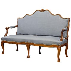 18th Century French Sculptural Louis XV Carved Upholstered Walnut Settee