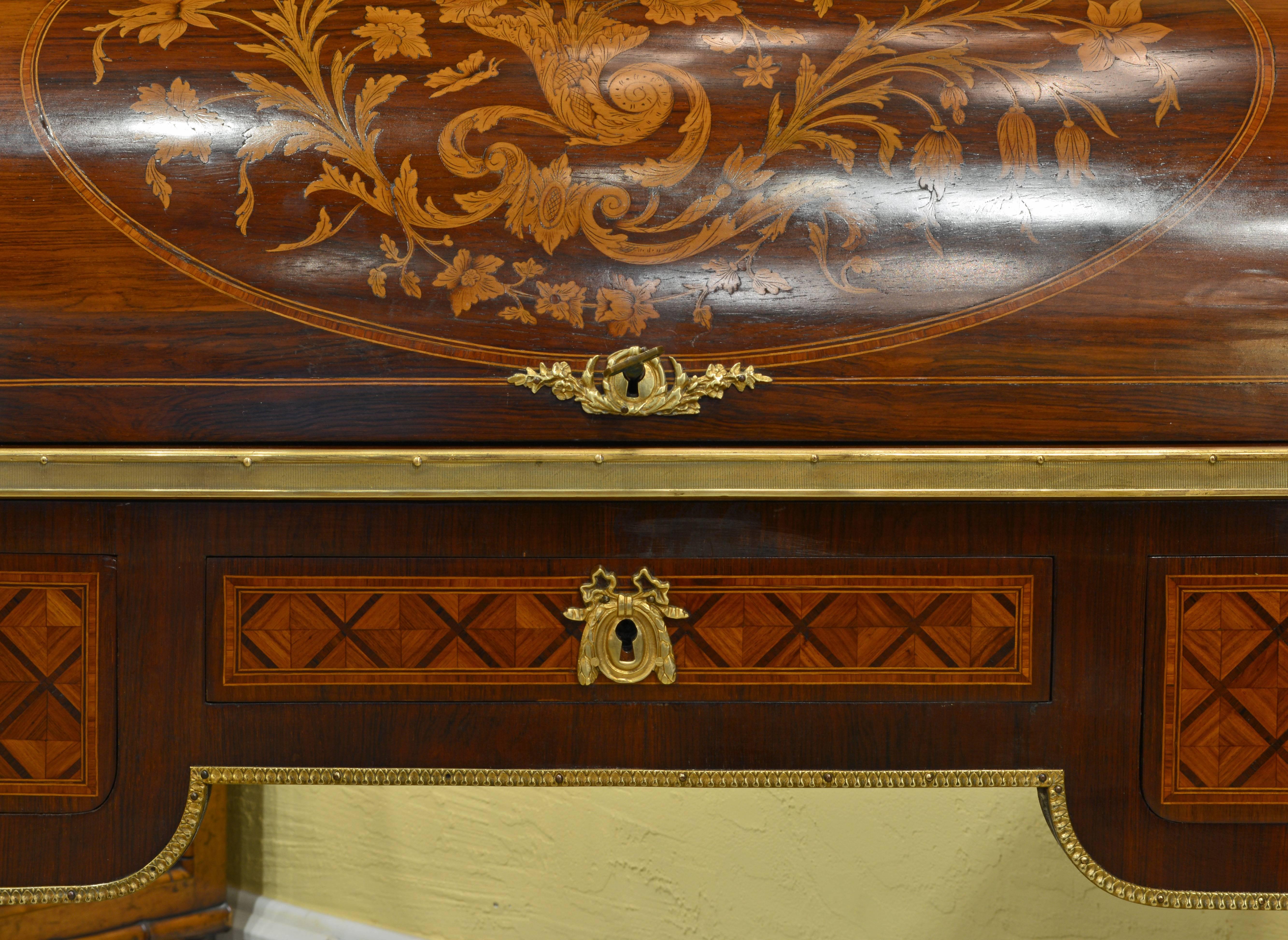 Superior 19th Century French Louis XVI Style Parquetry/Marquetry Cylinder Desk 2