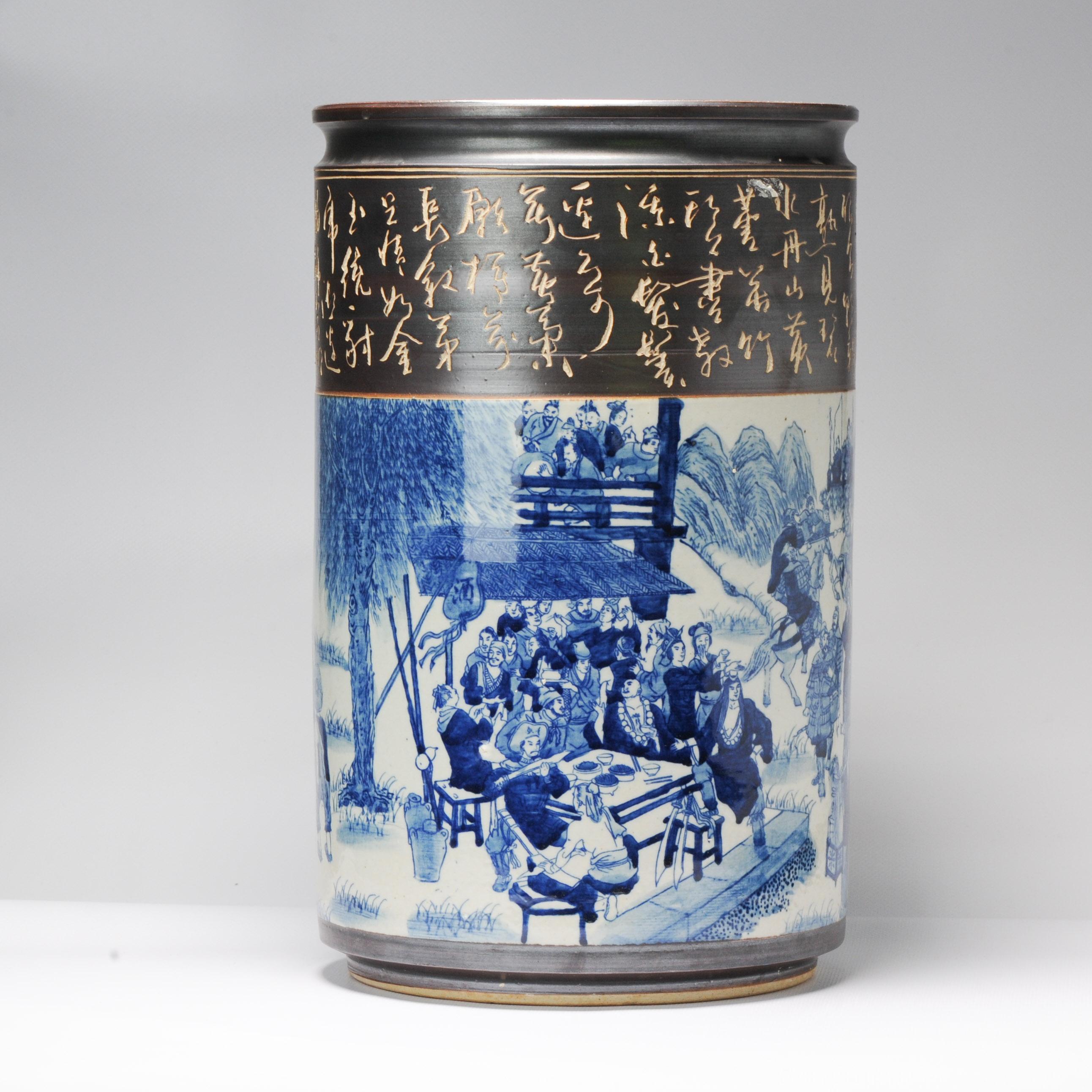 Superior 20th C Chinese porcelain Umbrella Vase with Different Figural Scenes In Excellent Condition For Sale In Amsterdam, Noord Holland