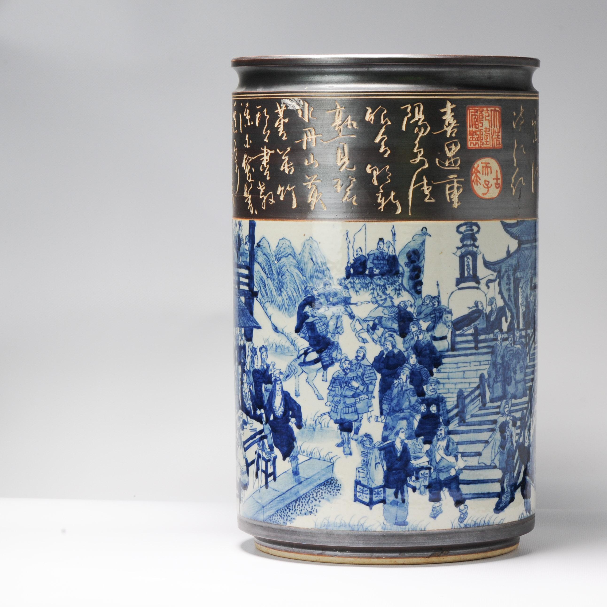 20th Century Superior 20th C Chinese porcelain Umbrella Vase with Different Figural Scenes For Sale