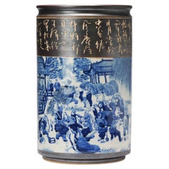 Vintage Superior 20th C Chinese porcelain Umbrella Vase with Different Figural Scenes