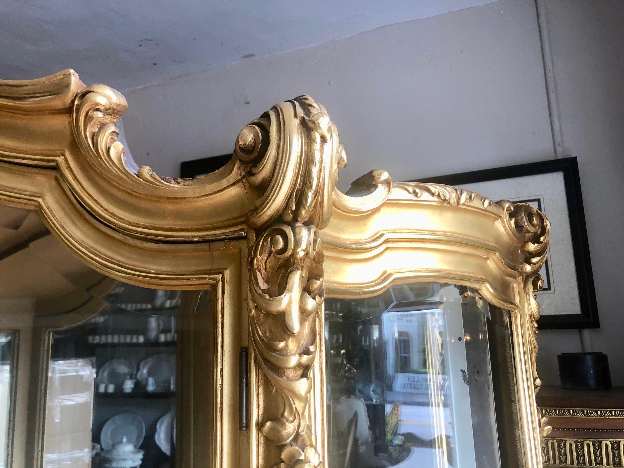 Gilt Superior and Large 19th Century Louis XV Style Display Cabinet