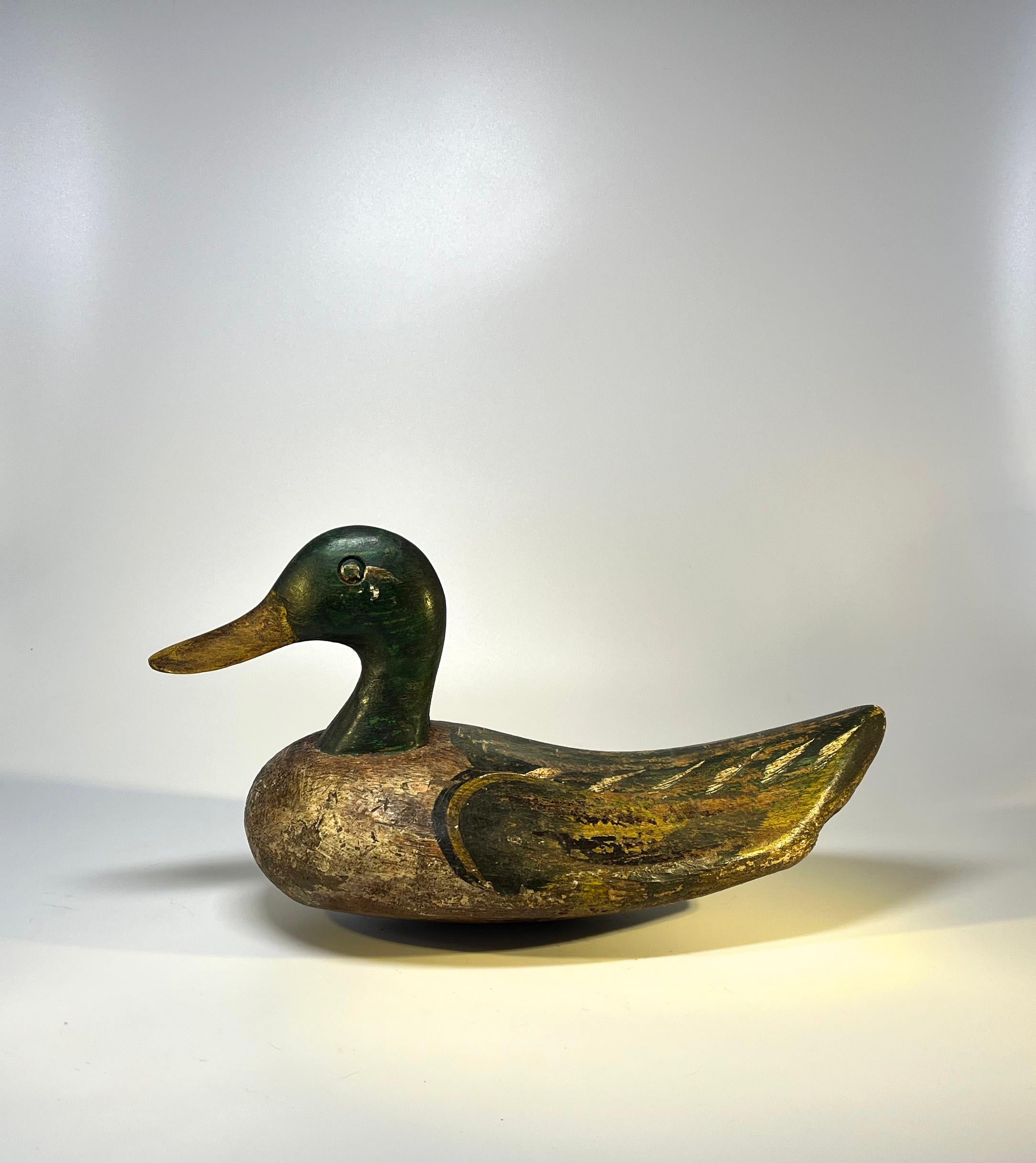 Superior Antique English Cork Mallard Decoy Duck, Early 20th Century For Sale 4