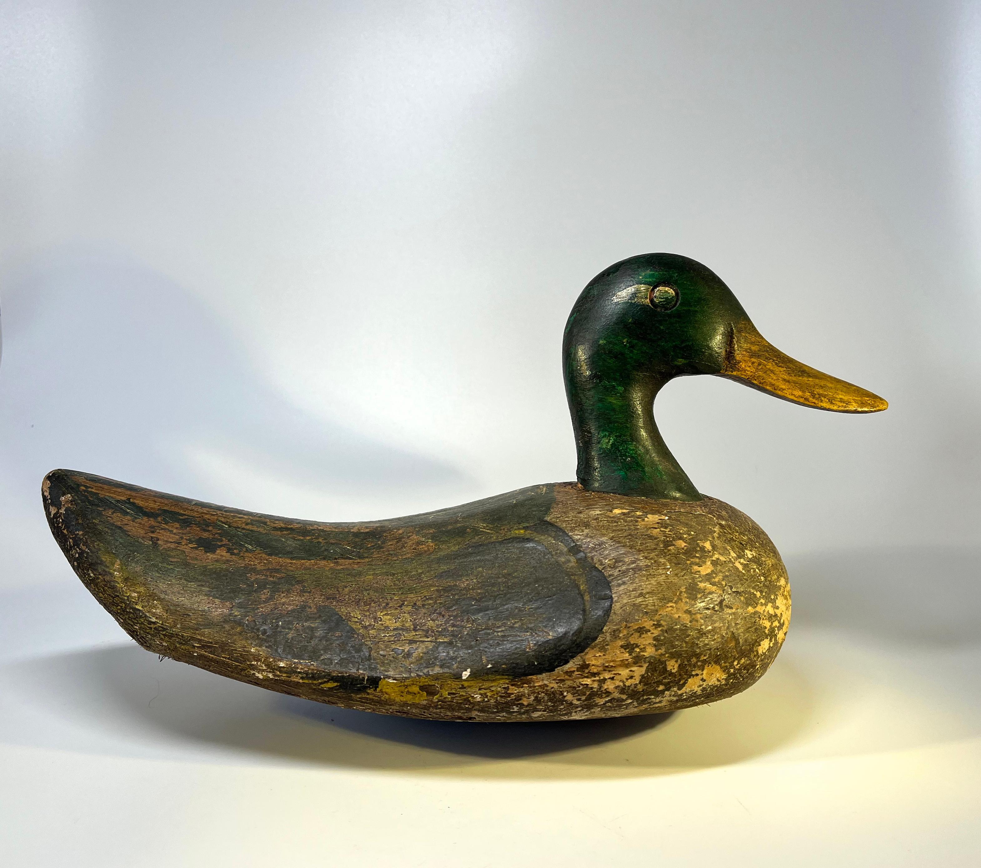 Superior Antique English Cork Mallard Decoy Duck, Early 20th Century For Sale 3