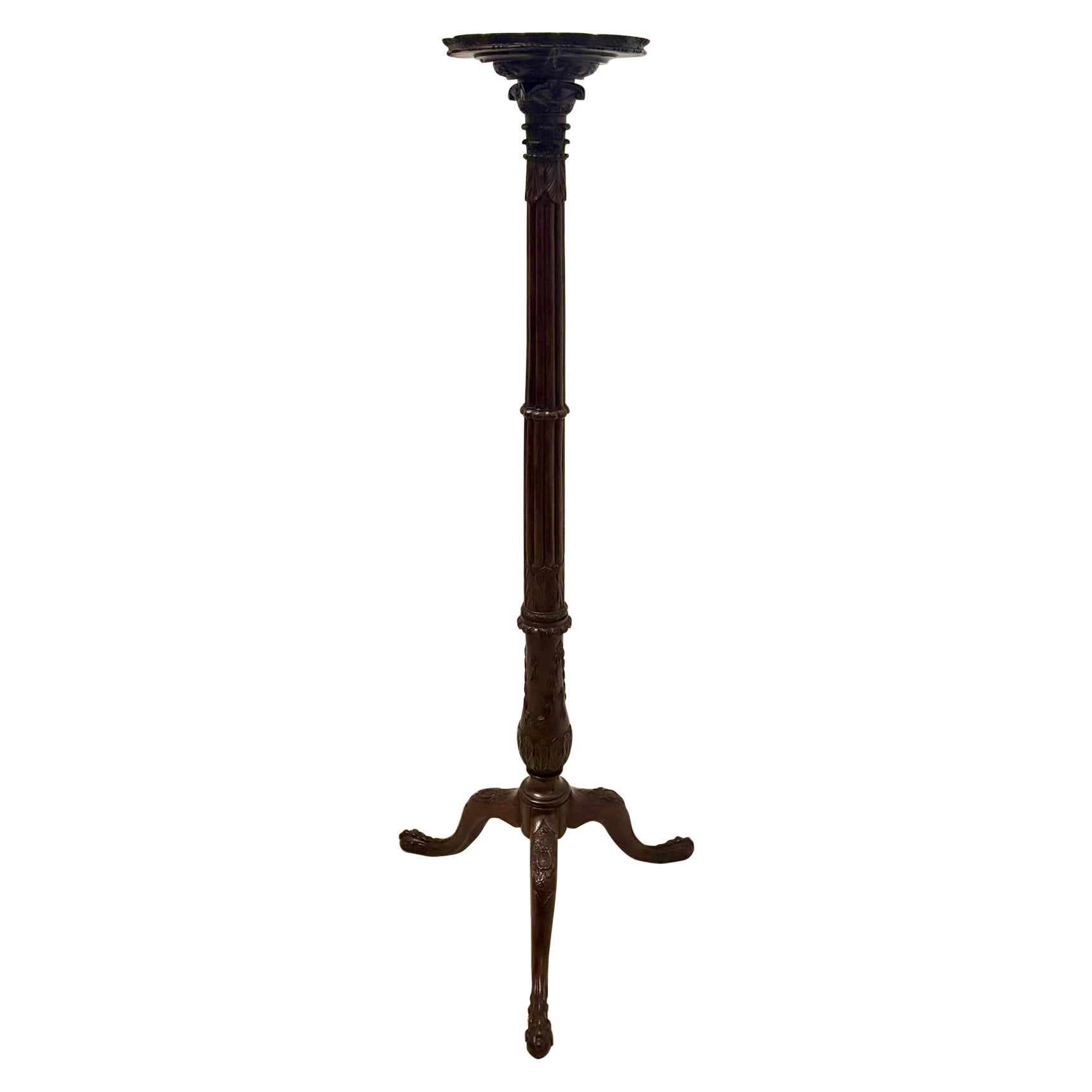 Superior Quality Antique Victorian Carved Mahogany Torchère / Plant Stand