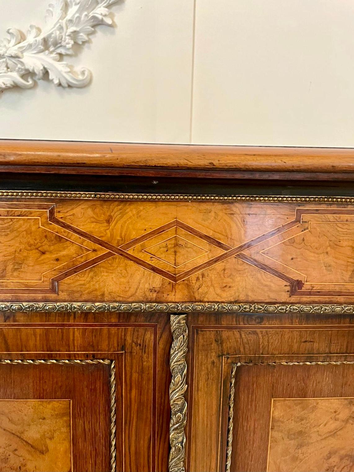 Superior Quality Antique Victorian Inlaid Burr Walnut Side Cabinet In Good Condition In Suffolk, GB