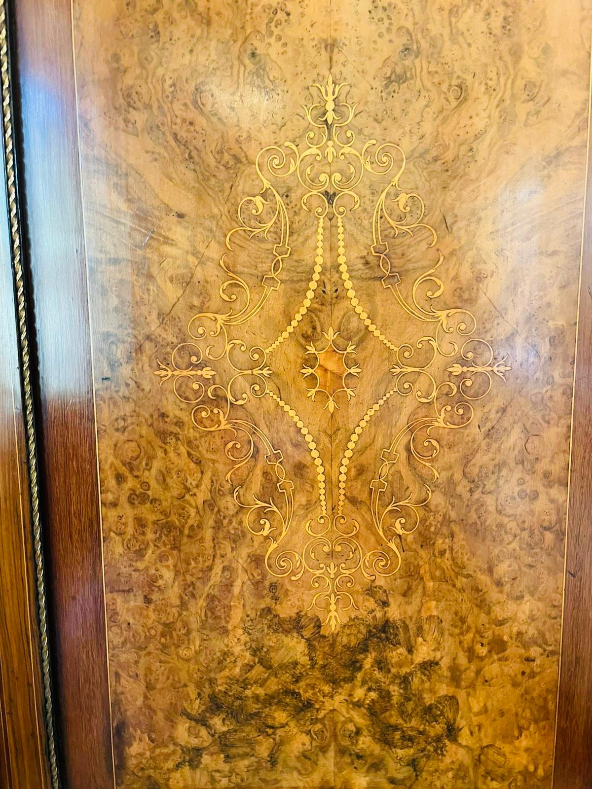 19th Century Superior Quality Antique Victorian Inlaid Burr Walnut Side Cabinet