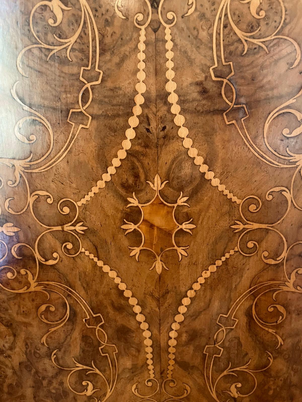 Ormolu Superior Quality Antique Victorian Inlaid Burr Walnut Side Cabinet