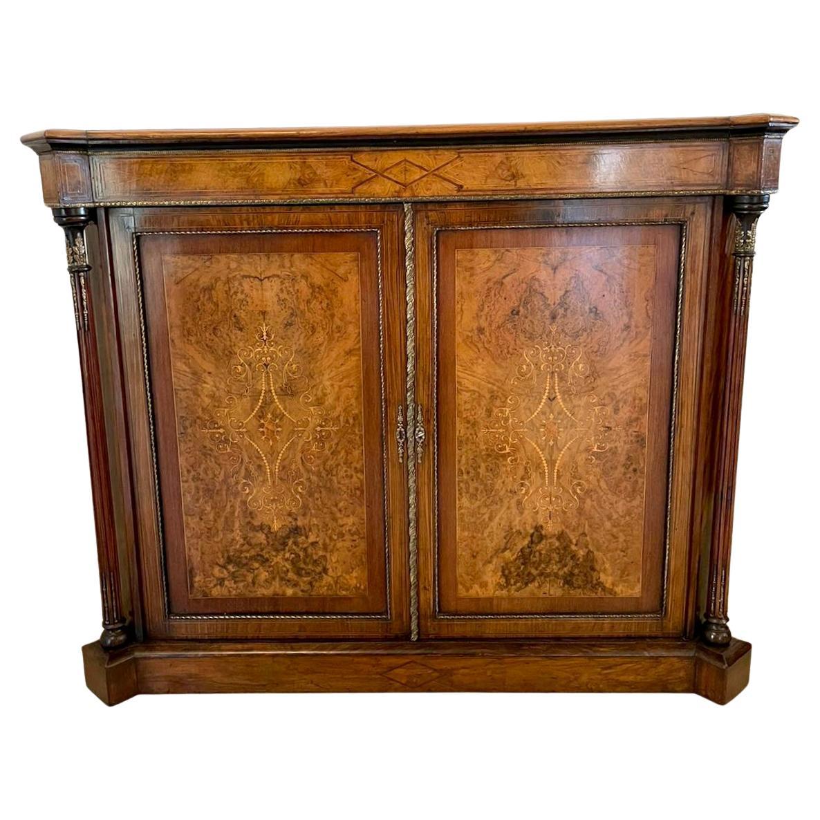 Superior Quality Antique Victorian Inlaid Burr Walnut Side Cabinet
