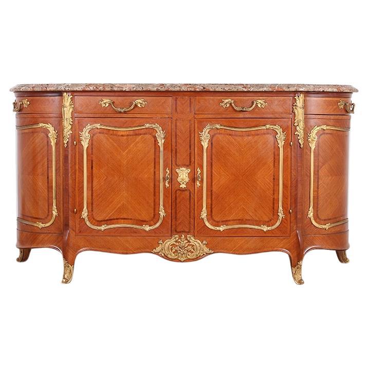 Buffet de qualité supérieure en bois de roi Louis XV avec dessus en marbre en vente