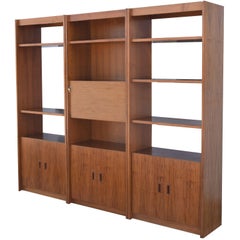 Superior Strength Danish Teak Three-Piece Bookcase with Drinks Cabinet