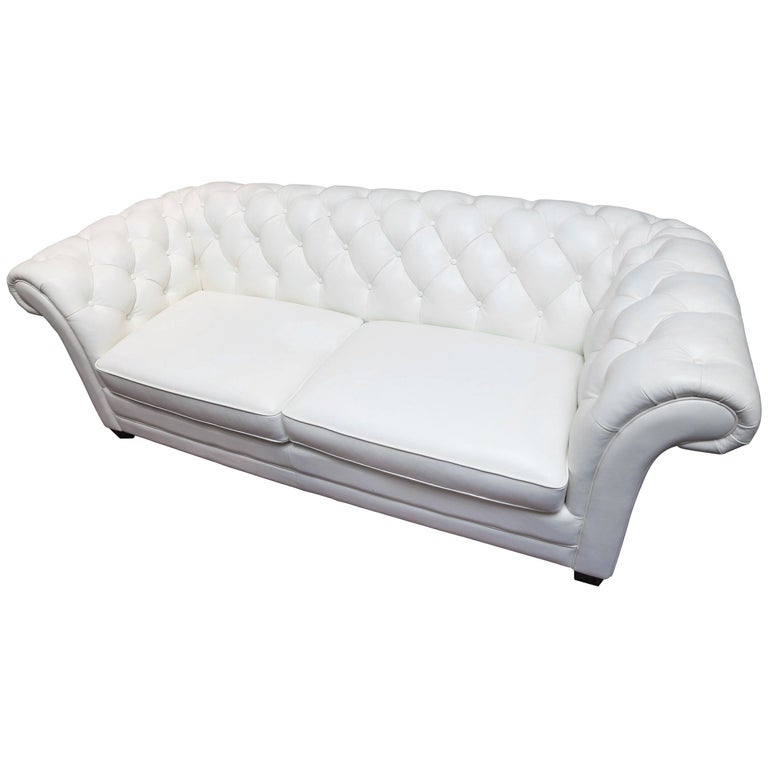 Superior White Leather Chesterfield, White Leather Chesterfield