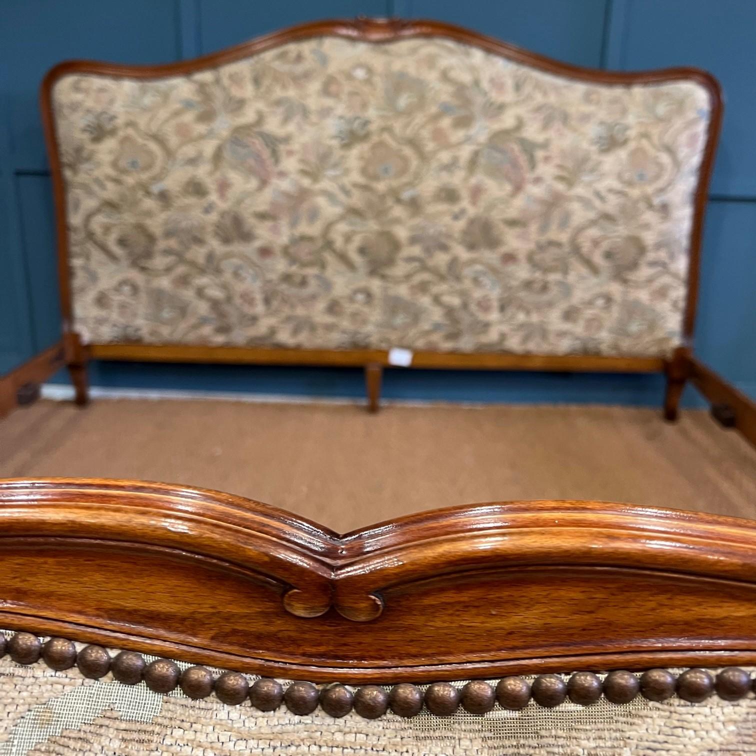 20th Century Superking Antique French Upholstered Bed