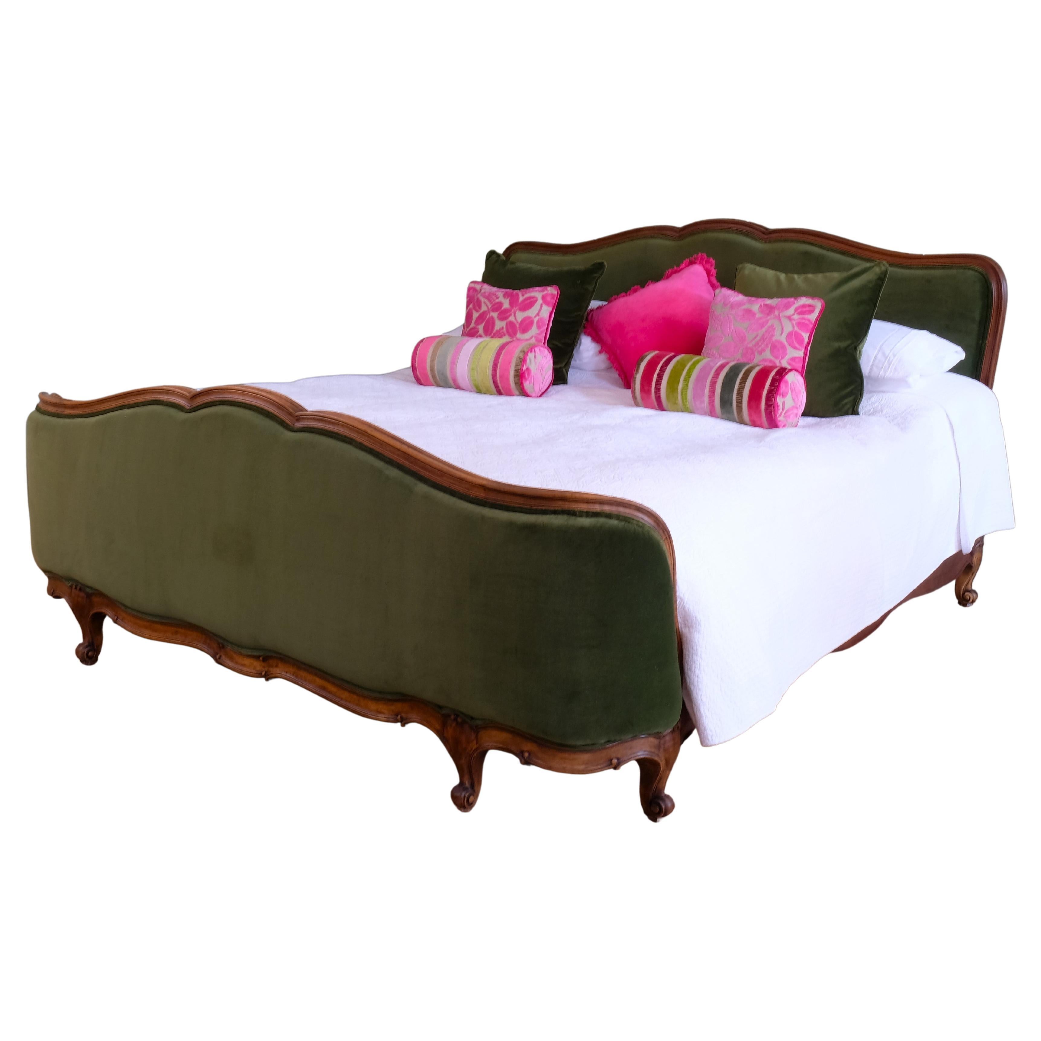 Superking 6' Antique French Upholstered Bed For Sale