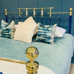 Superking, Vintage Blue Brass Bed