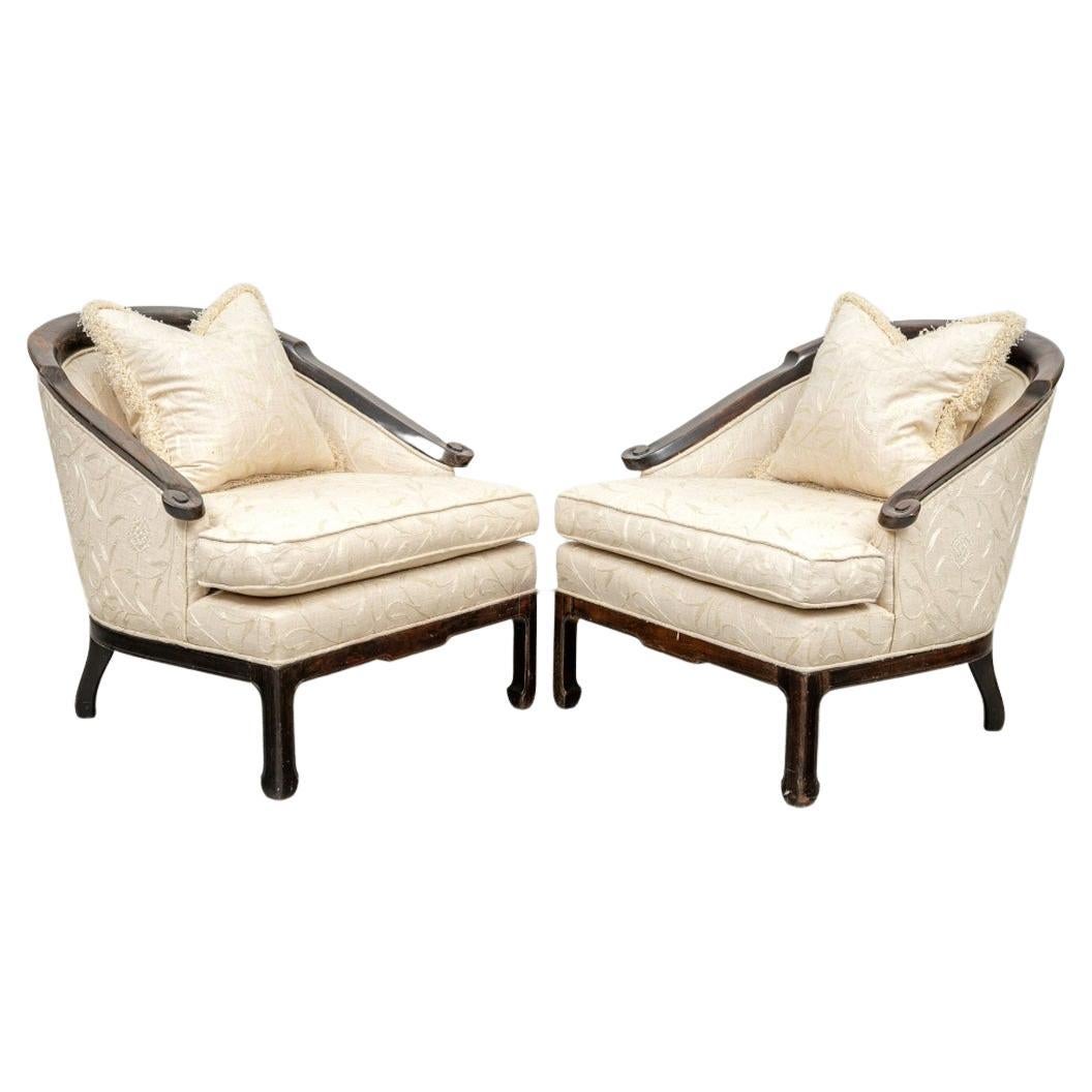 Superlative Pair of Rosewood Hollywood Regency Club Chairs