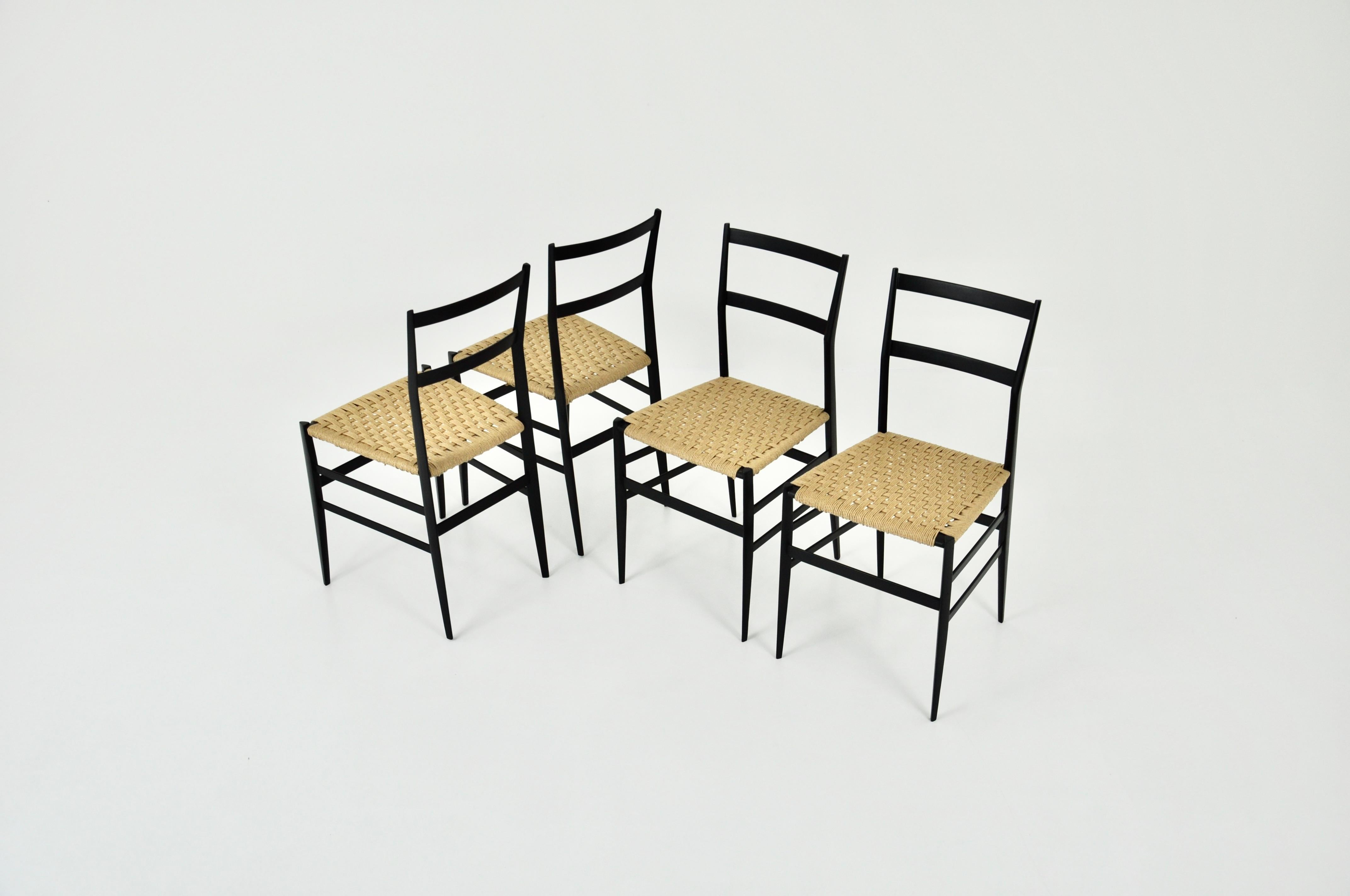Mid-Century Modern Superleggera Chairs by Gio Ponti for Cassina, 1950s Set of 4