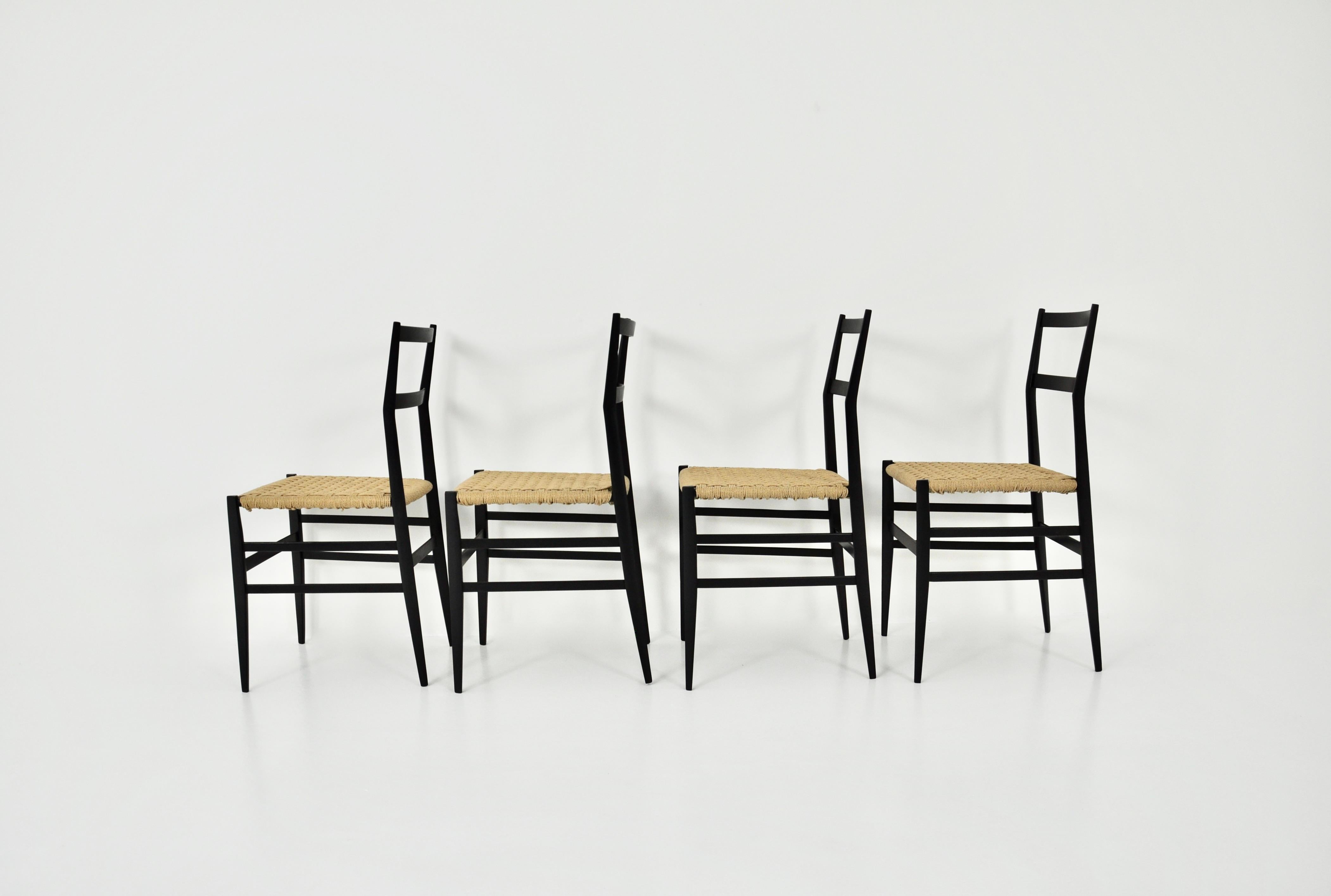 Superleggera Chairs by Gio Ponti for Cassina, 1950s Set of 4 In Good Condition In Lasne, BE