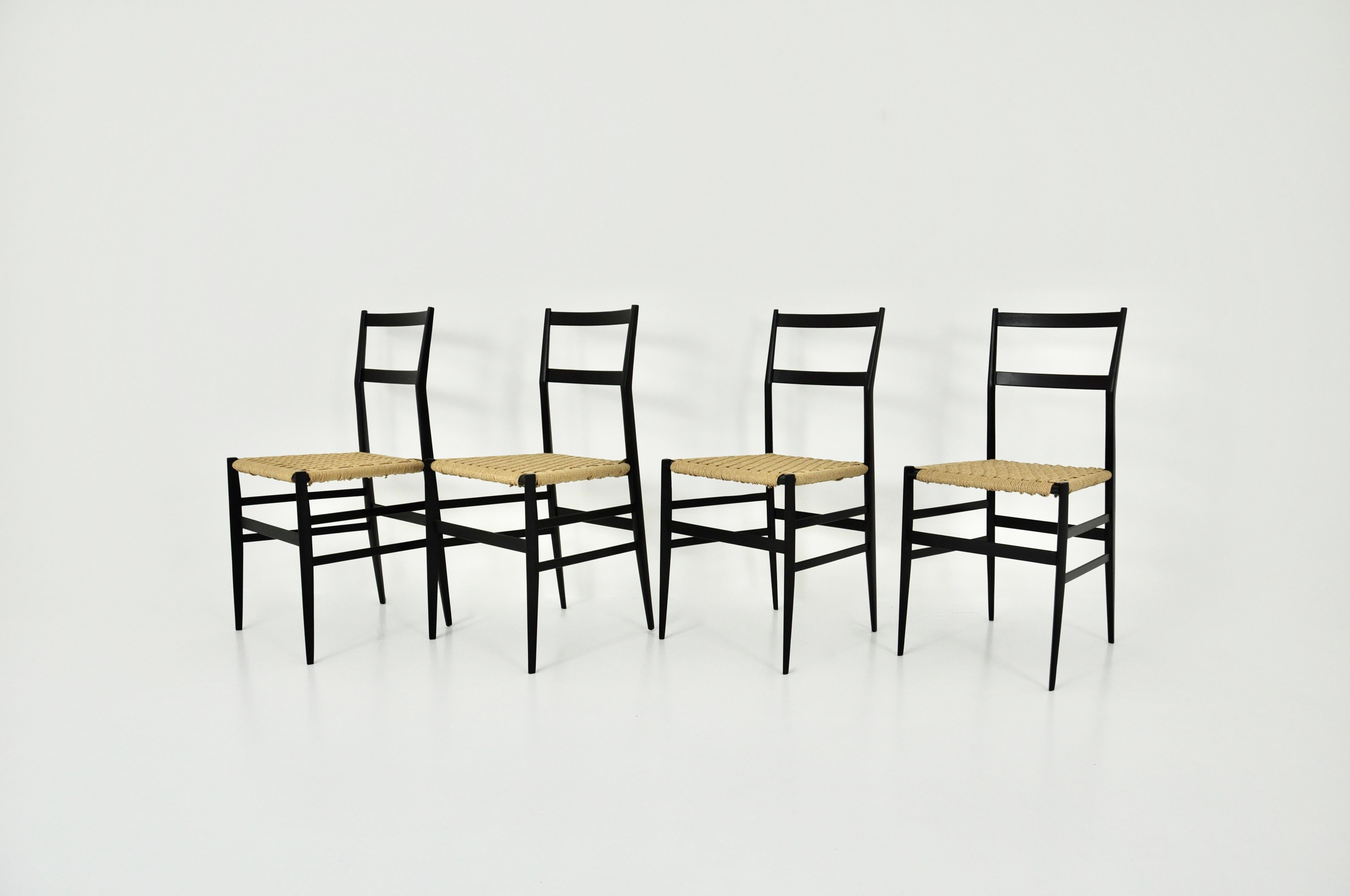 Superleggera Chairs by Gio Ponti for Cassina, 1950s Set of 4 1