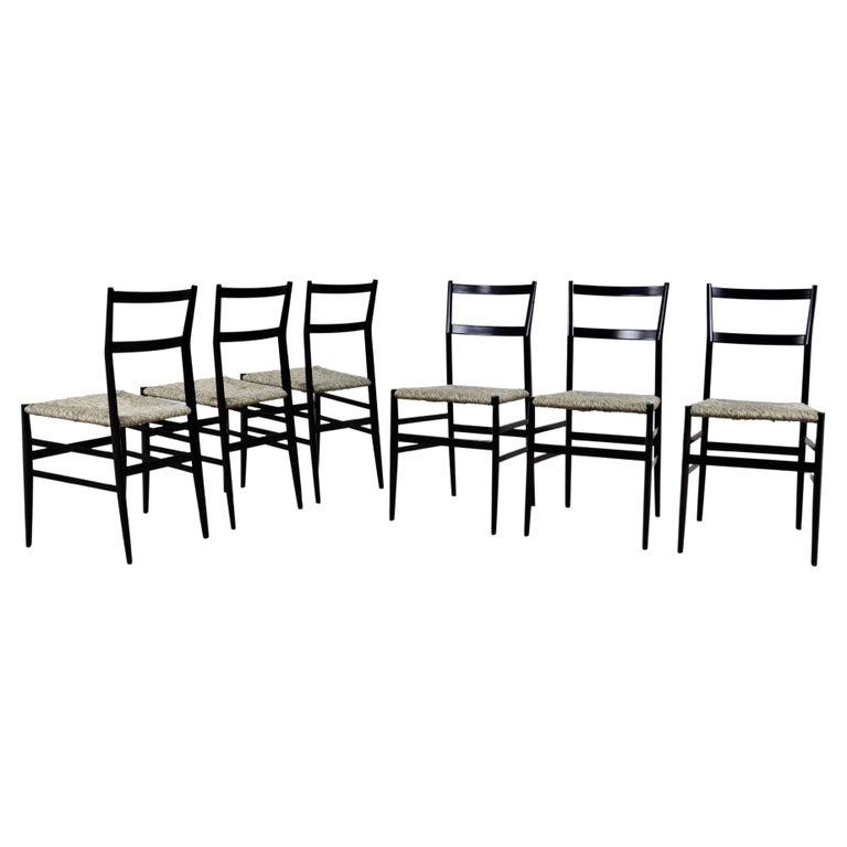 Superleggera Chairs by Gio Ponti for Cassina, 1950S Set of 6 For Sale