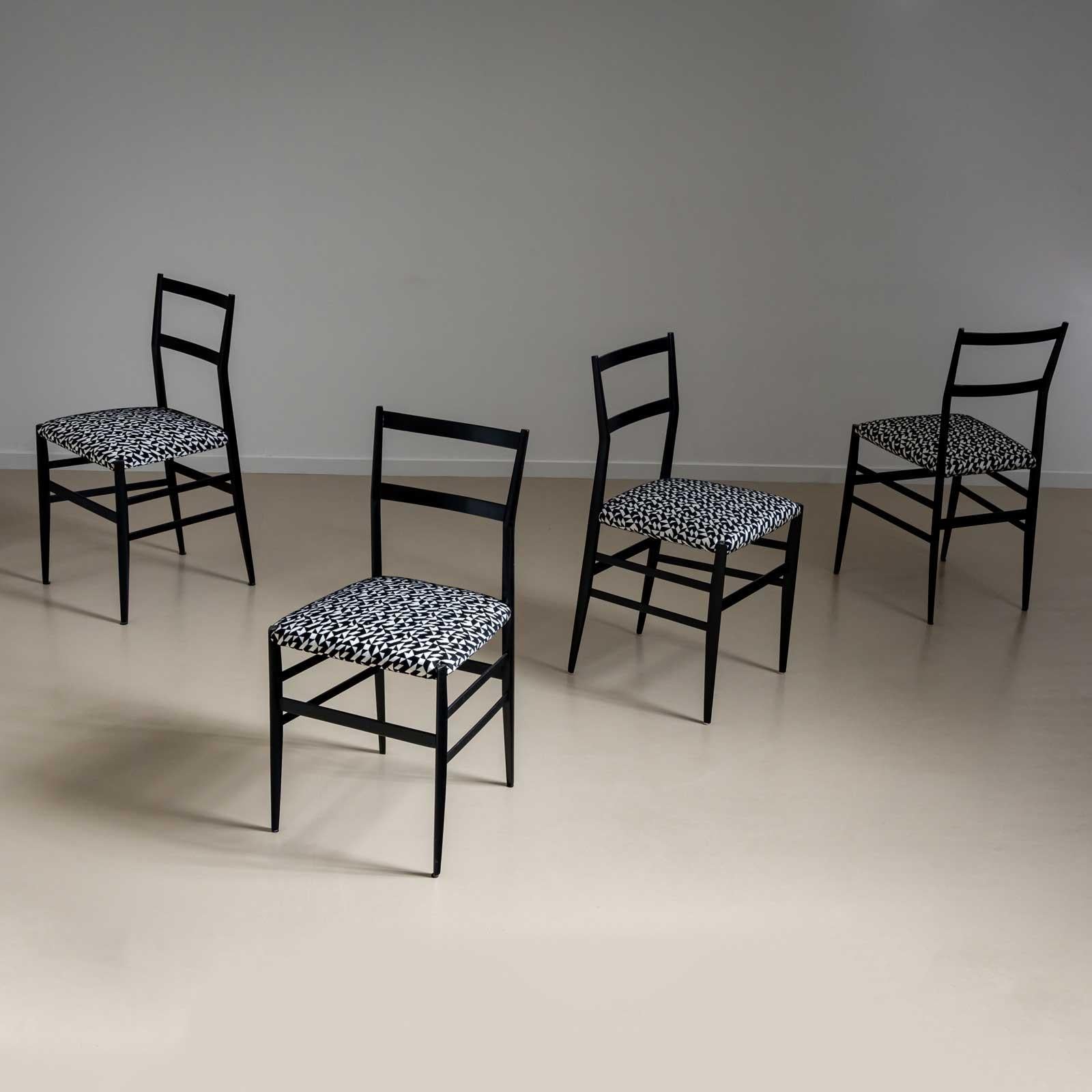 Fabric Superleggera Chairs by Giò Ponti, Italy, designed in 1957 For Sale