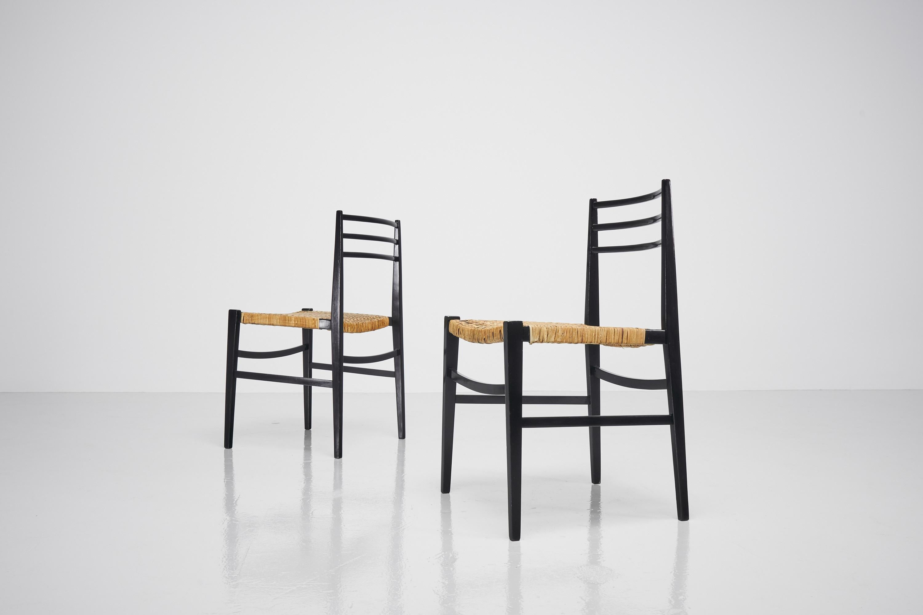 Superleggera Chairs in Black and Cane, Italy, 1960 3