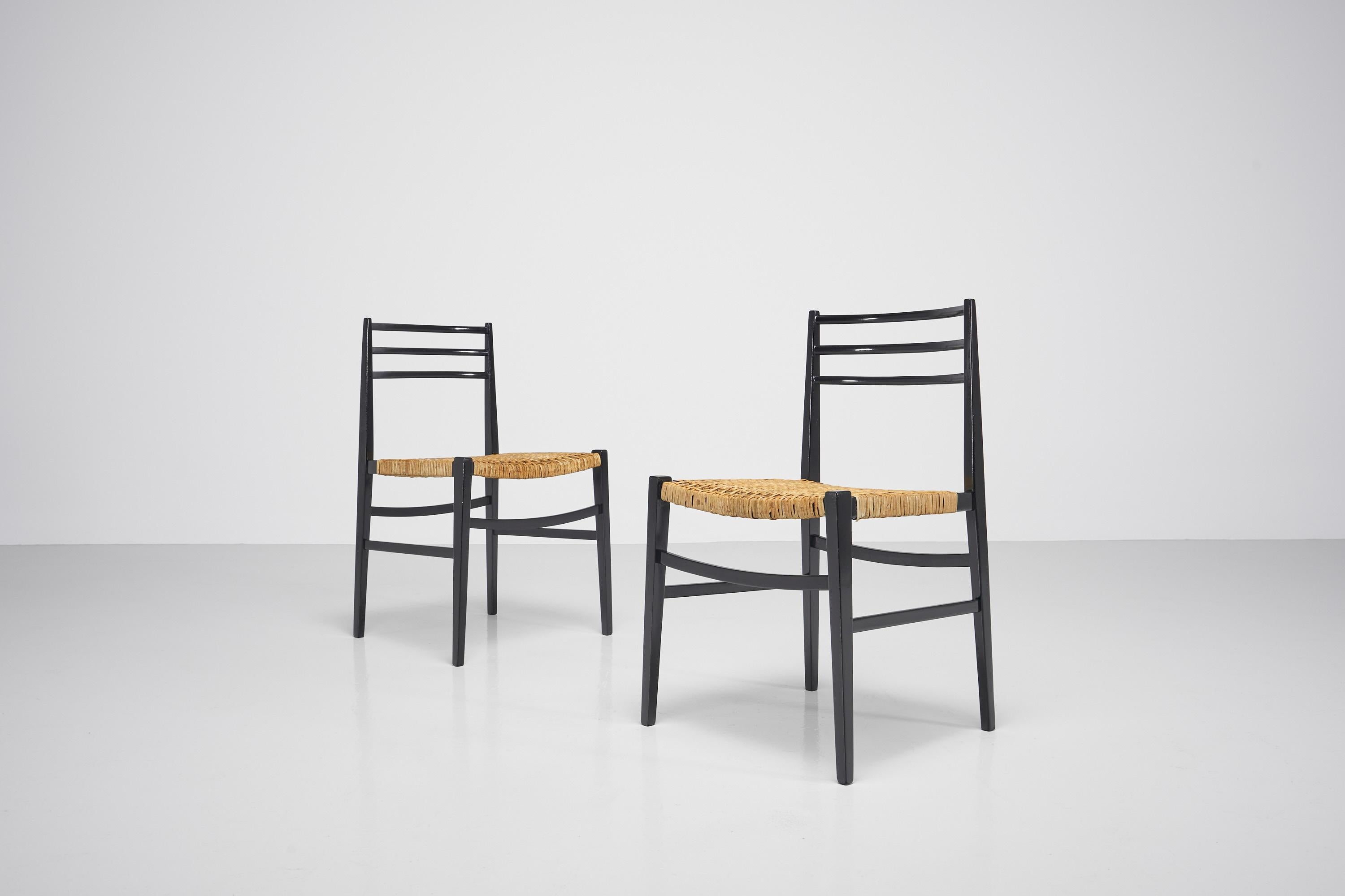 Superleggera Chairs in Black and Cane, Italy, 1960 1