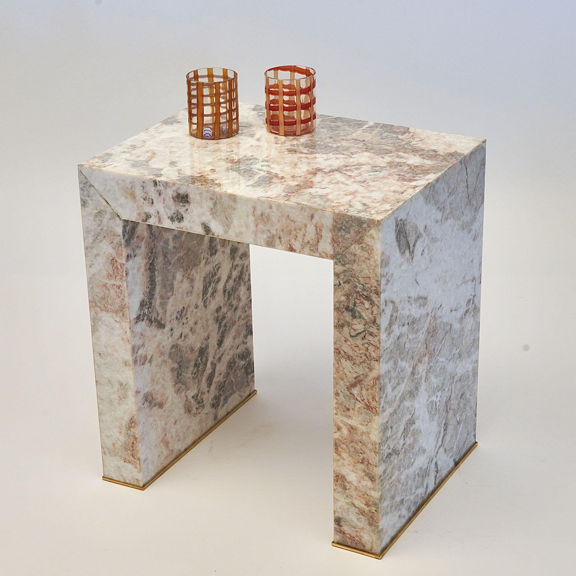 Table d'appoint Superleggero en marbre léger Fior di Pesco, Piattelli Design/One en vente 4