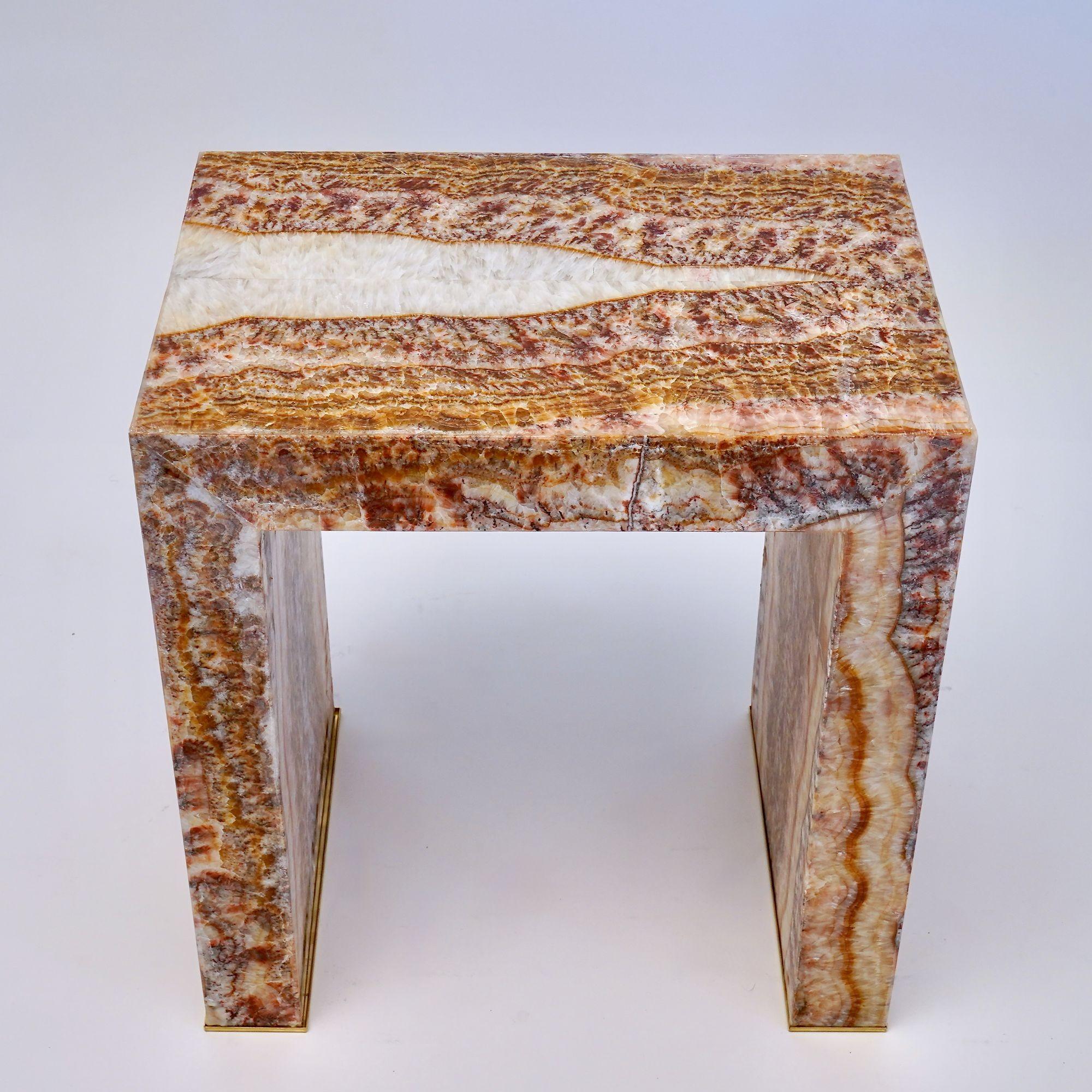 Superleggero Light-weight Marble side table in Red Onyx, Piattelli Design For Sale 12