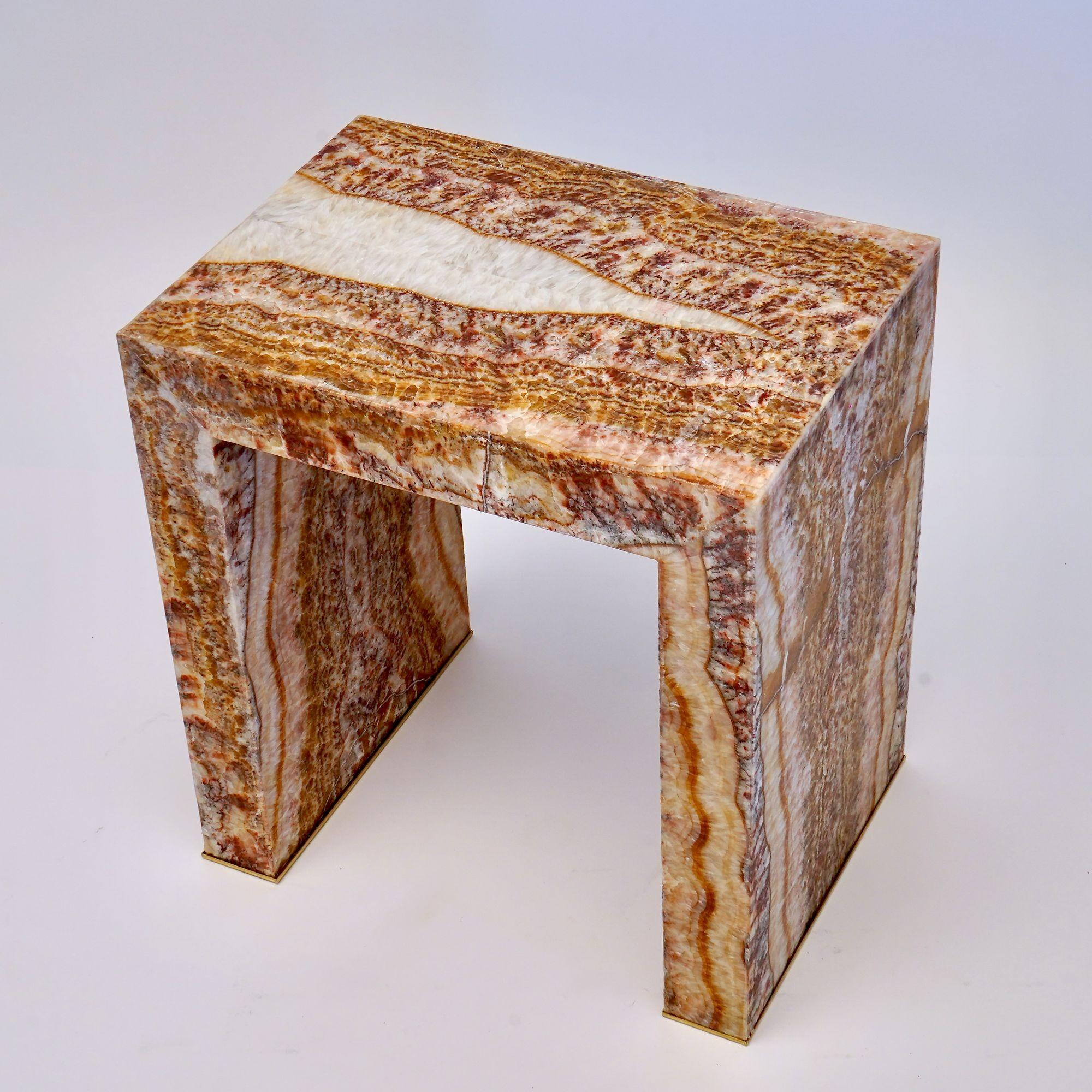 Superleggero Light-weight Marble side table in Red Onyx, Piattelli Design For Sale 14