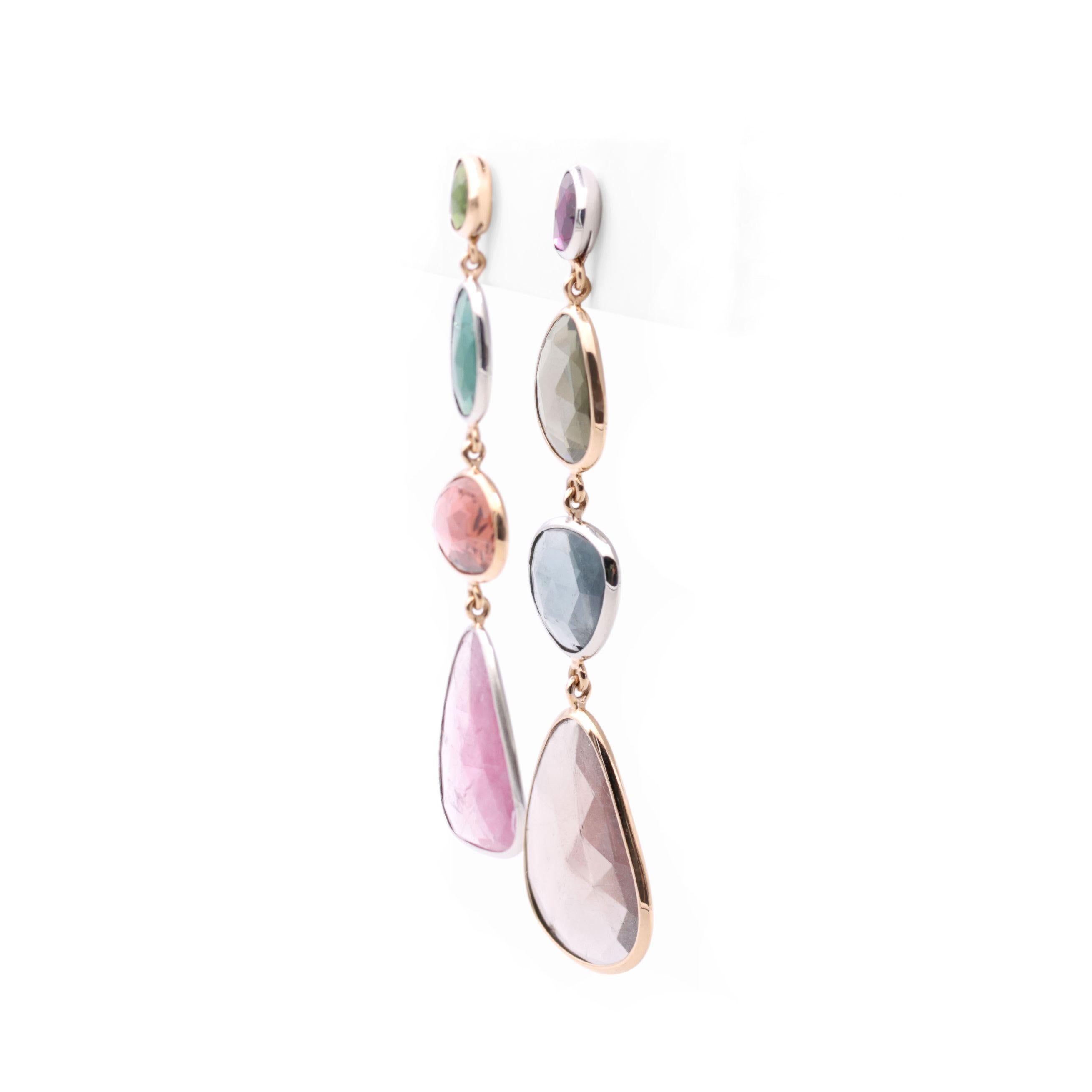 De las mujeres Pendientes de Turmalina Multicolor Superligeros y Planos en venta