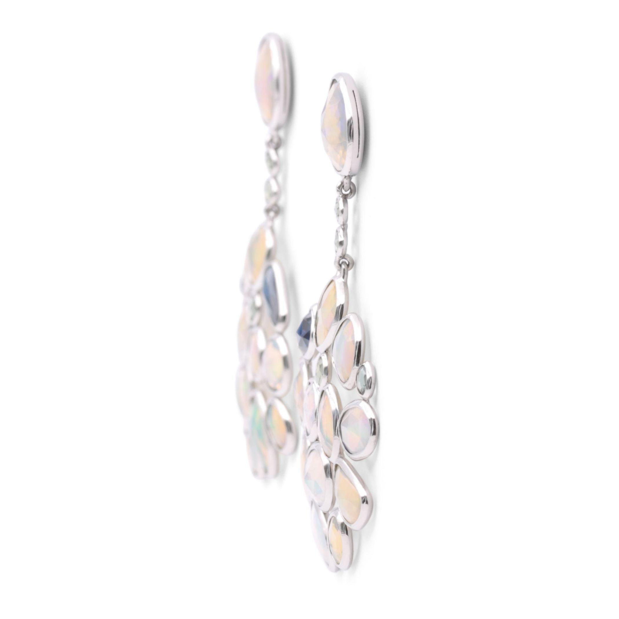 Superlight and Flat Opal and Blue Sapphire Earrings In New Condition For Sale In Vösendorf, AT